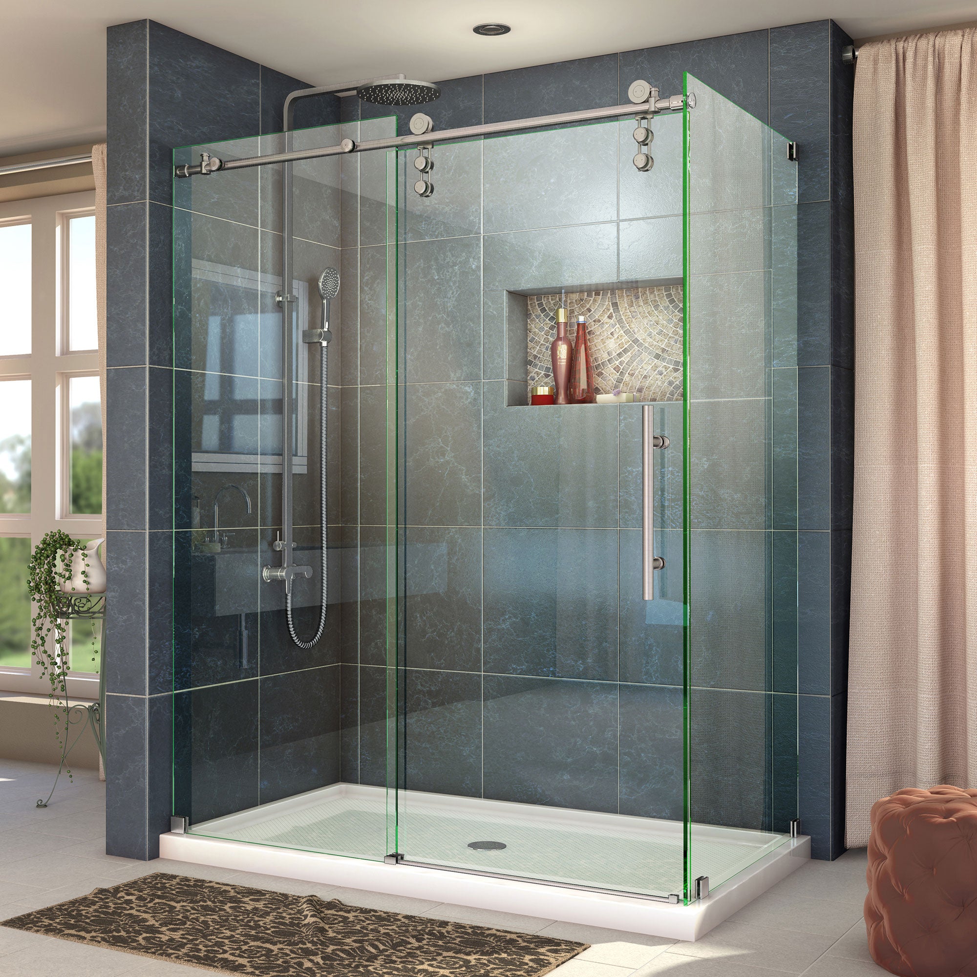 DreamLine Enigma-Z 34 1/2 inch D x 60 3/8 inch W x 76 inch H Frameless Sliding Shower Enclosure