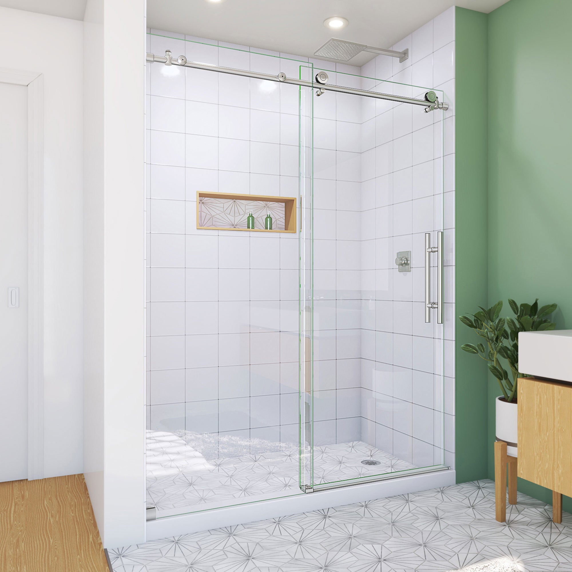 DreamLine Enigma-X 56 - 60 inch W x 76 inch H Frameless Sliding Shower Door