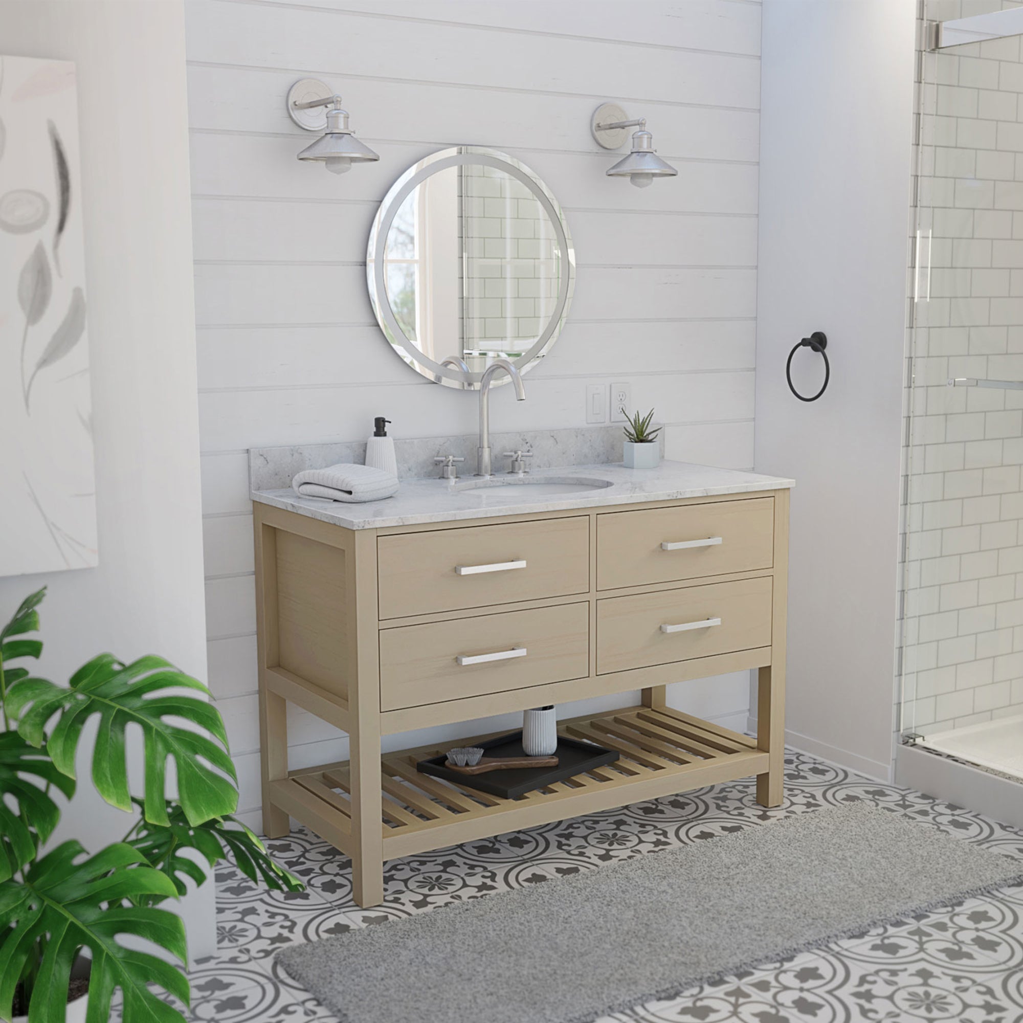 DreamLine Valencia 48 inch W x 22 inch D x 34 inch H Single Oval Sink Vanity