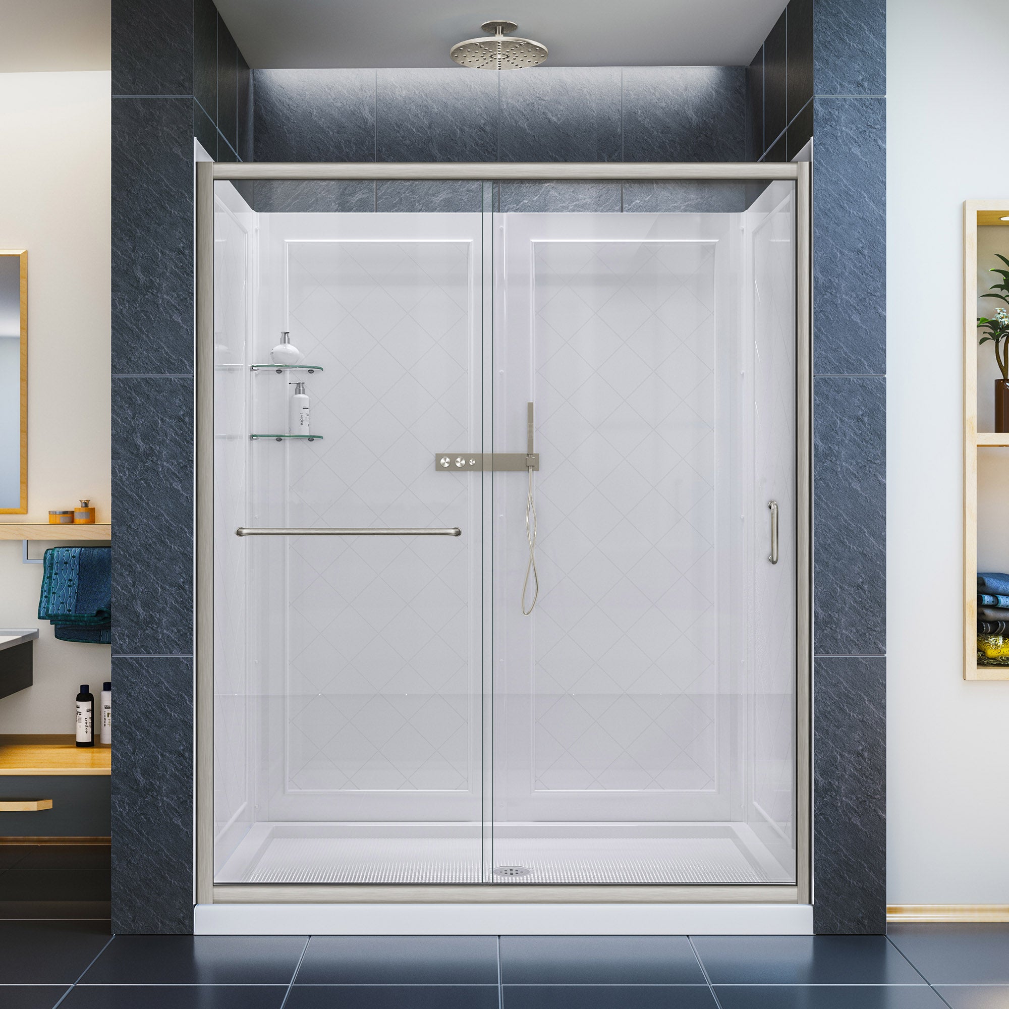 DreamLine Infinity-Z 36 inch D x 60 inch W x 76 3/4 inch H Semi-Frameless Sliding Shower Door