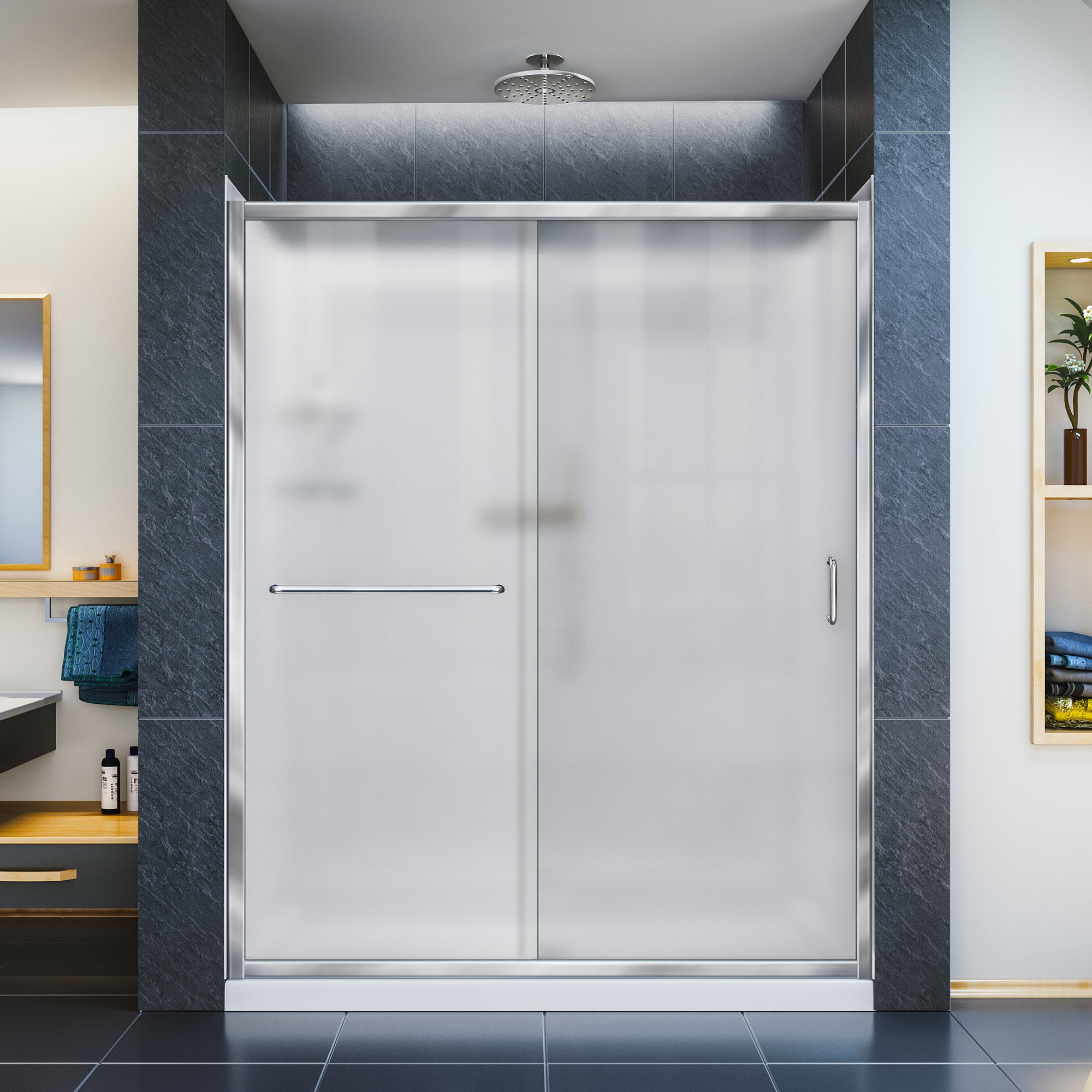 DreamLine Infinity-Z 30 inch D x 60 inch W x 76 3/4 inch H Semi-Frameless Sliding Shower Door