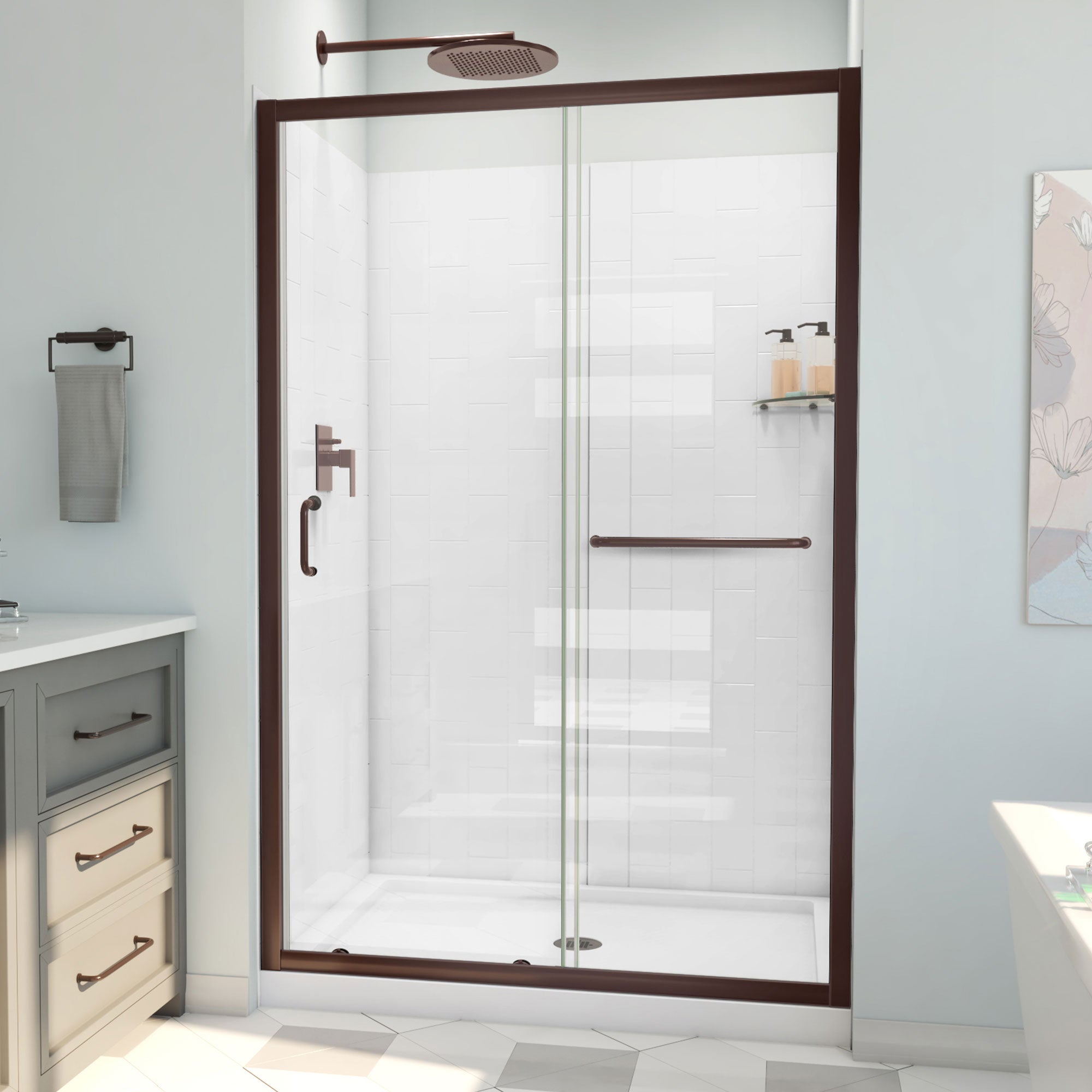 DreamLine Infinity-Z 36 inch D x 48 inch W x 78 3/4 inch H Semi-Frameless Sliding Shower Door