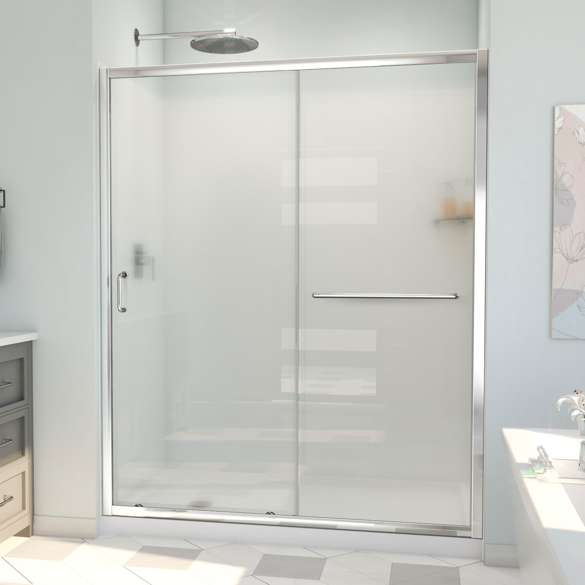 DreamLine Infinity-Z 36 inch D x 60 inch W x 78 3/4 inch H Semi-Frameless Sliding Shower Door