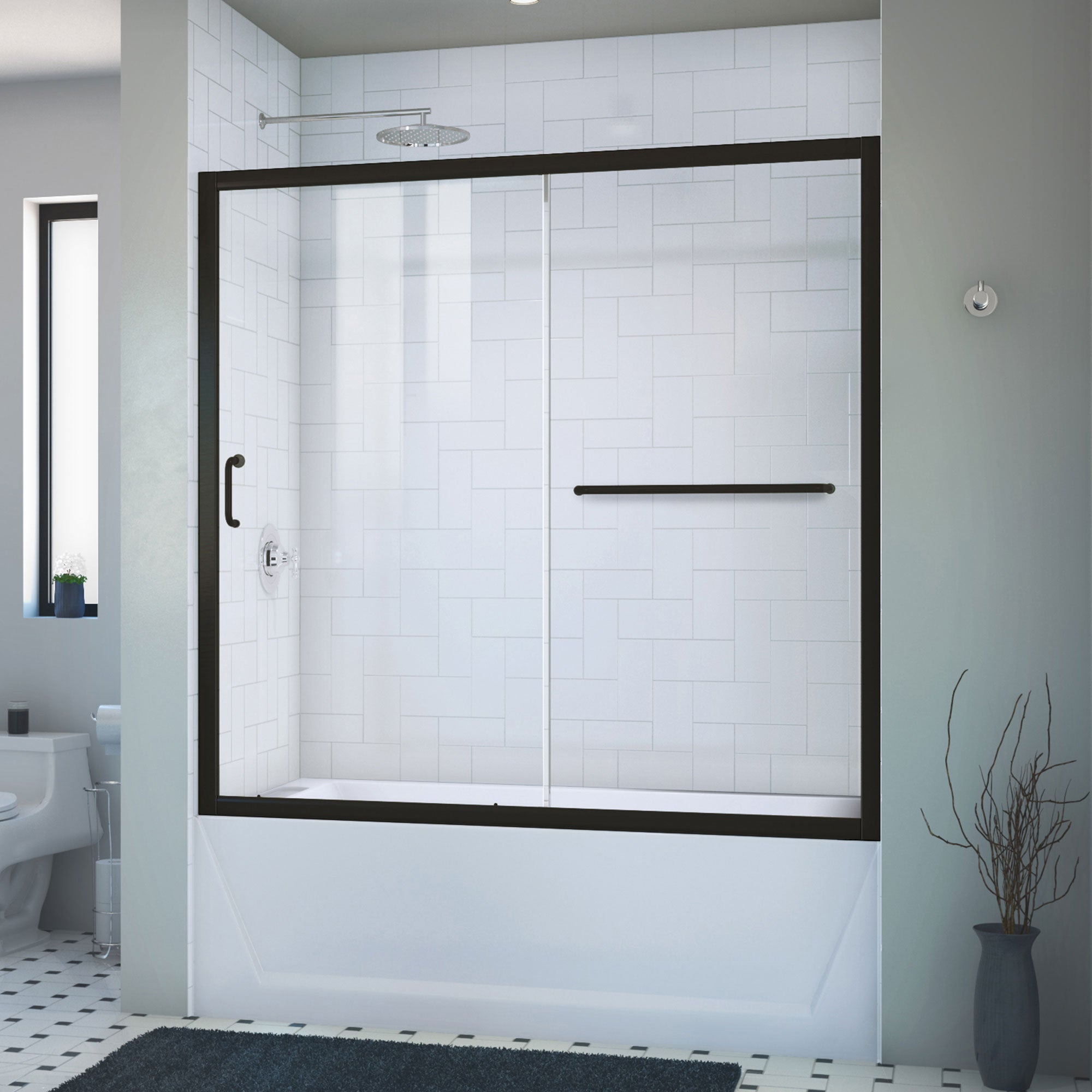 DreamLine Infinity-Z 56 - 60 inch W x 58 inch H Semi-Frameless Sliding Tub Door