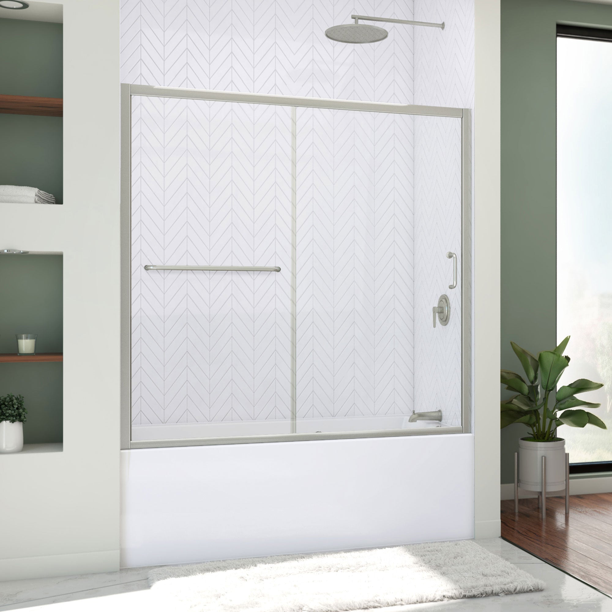 DreamLine Infinity-Z 56 - 60 inch W x 60 inch H Semi-Frameless Sliding Clear Tub Door