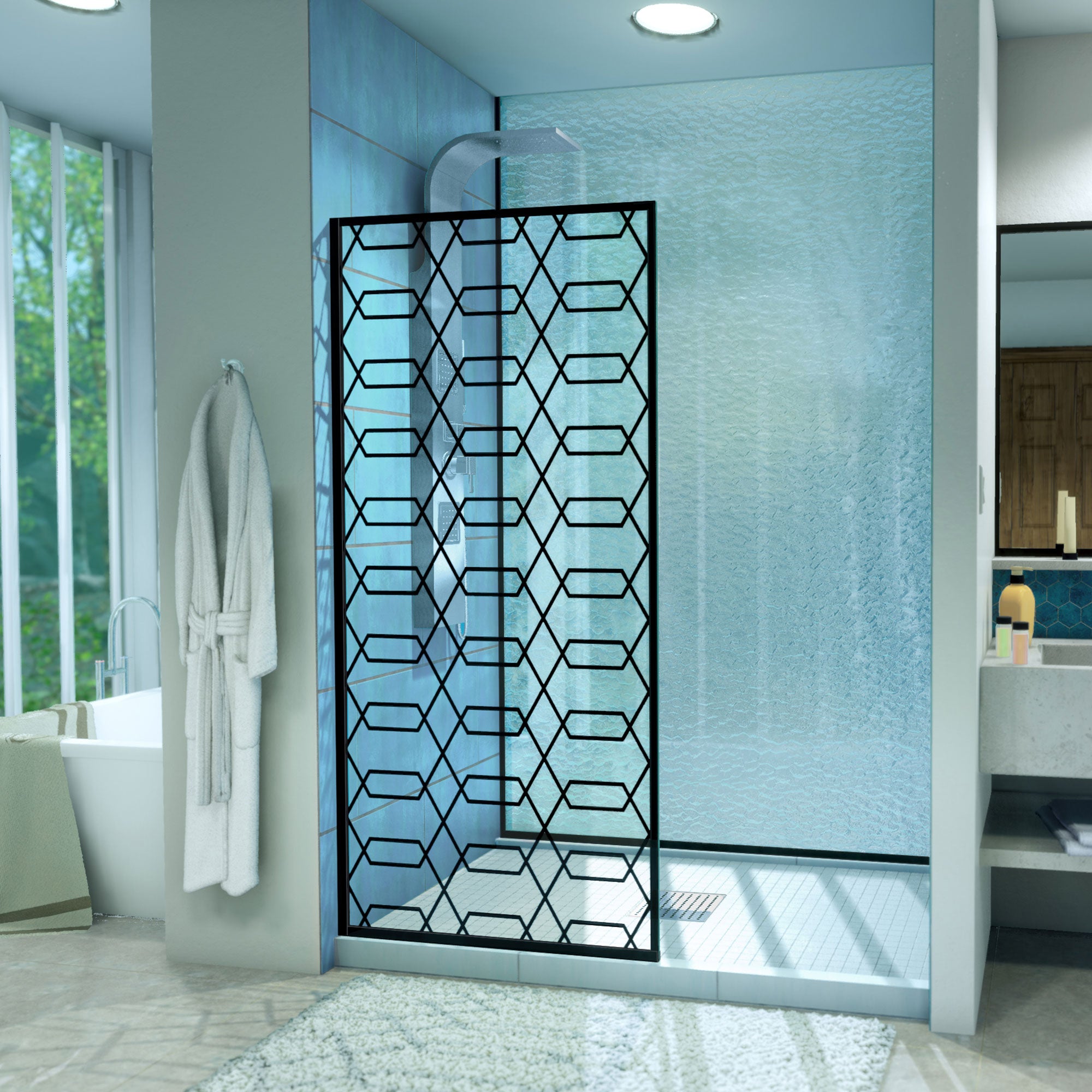DreamLine Linea Maze 34 inch W x 72 inch H Single Panel Frameless Fixed Shower Screen