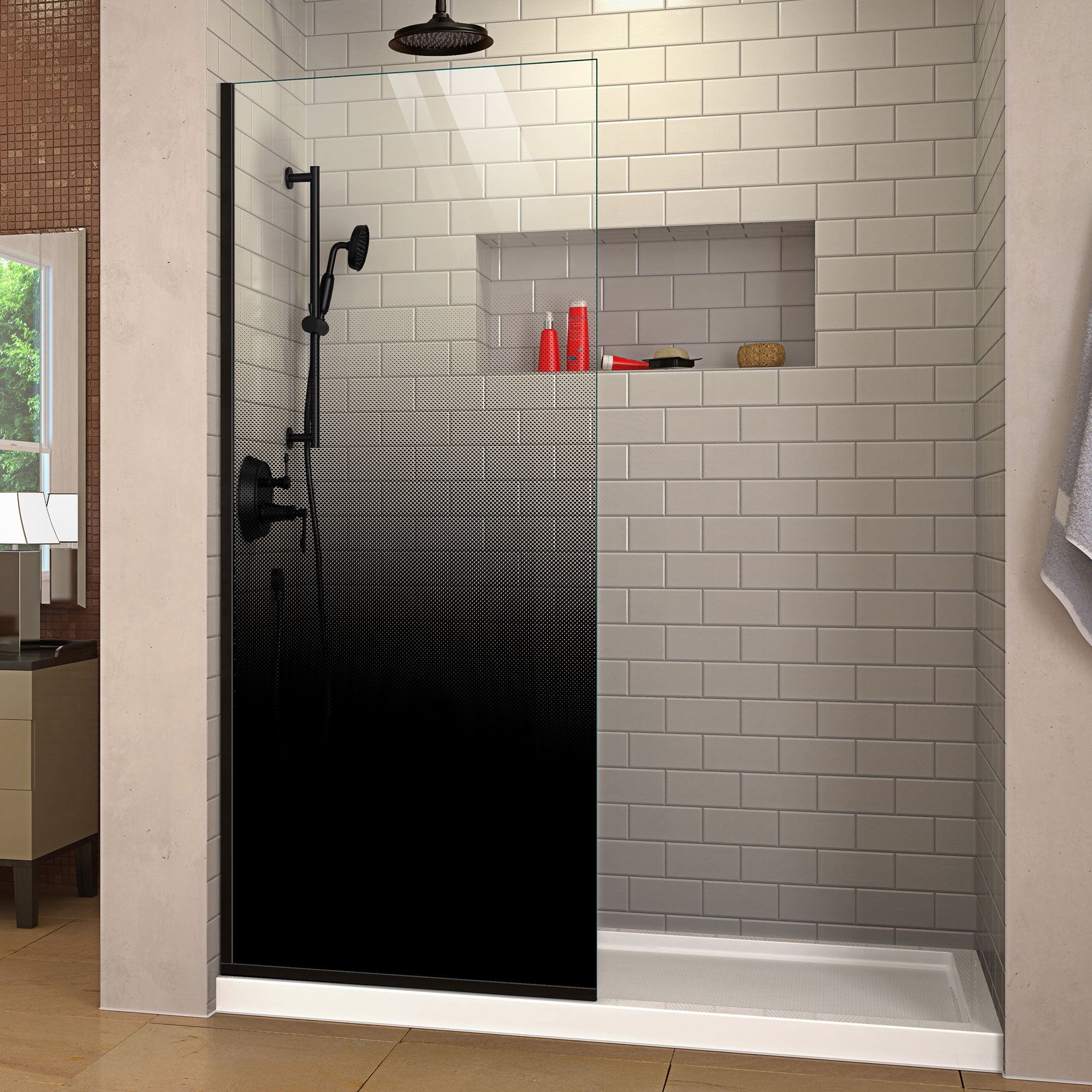 DreamLine Linea Ombre 34 inch W x 72 inch H Single Panel Frameless Fixed Shower Screen