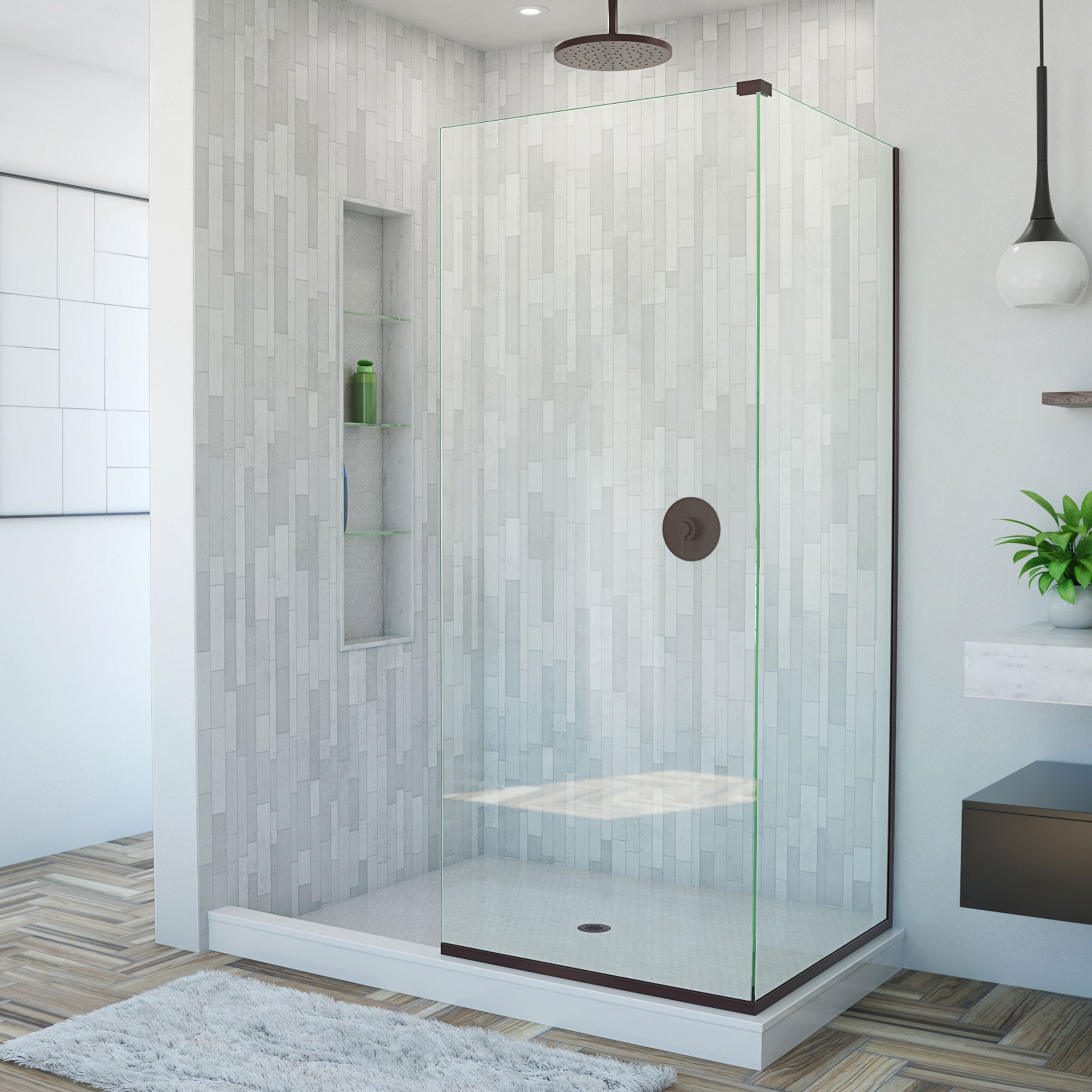 DreamLine Linea Two 30 inch W x 72 inch H Adjacent Frameless Fixed Shower Screens