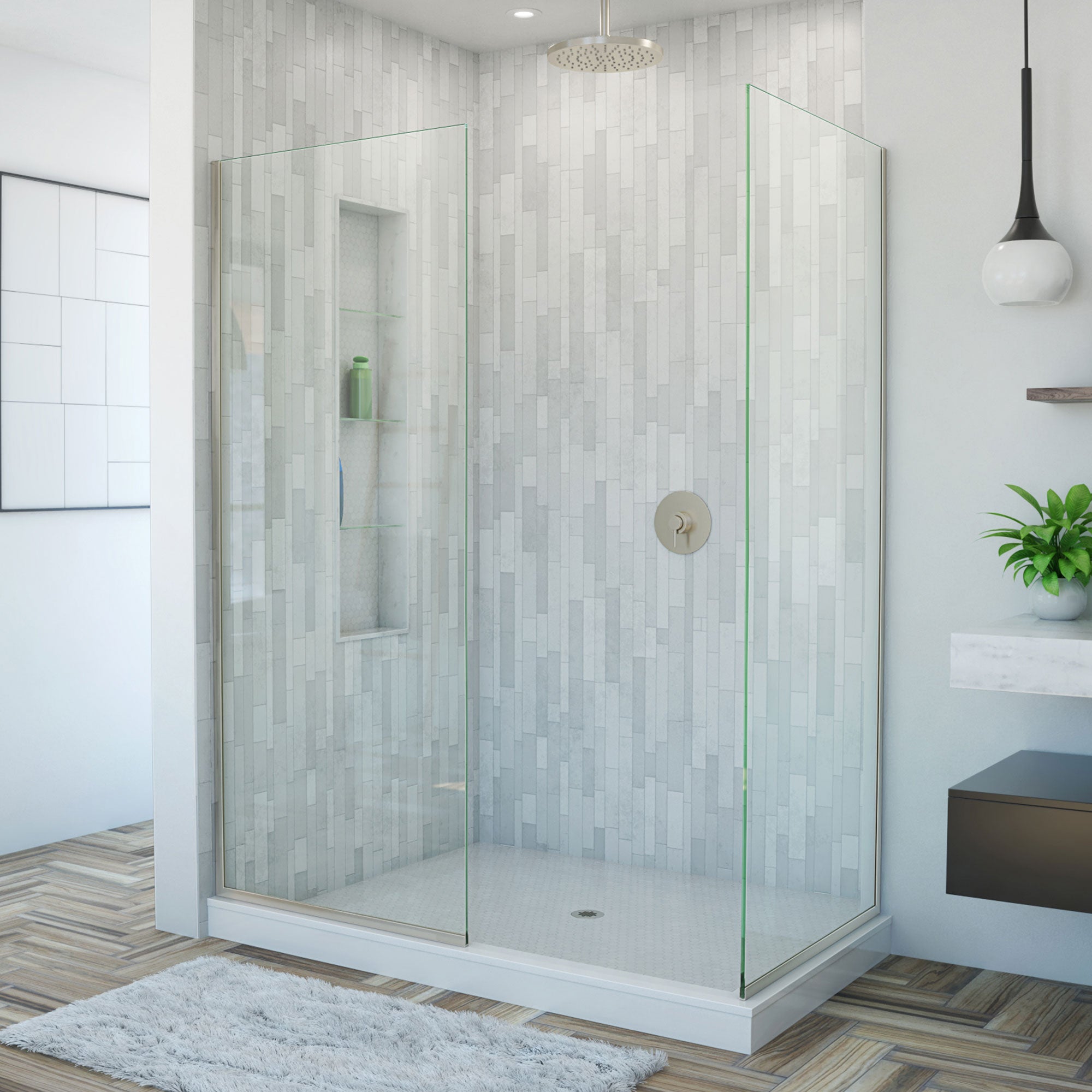 DreamLine Linea Two 30 inch W x 72 inch H Individual Frameless Fixed Shower Screens each