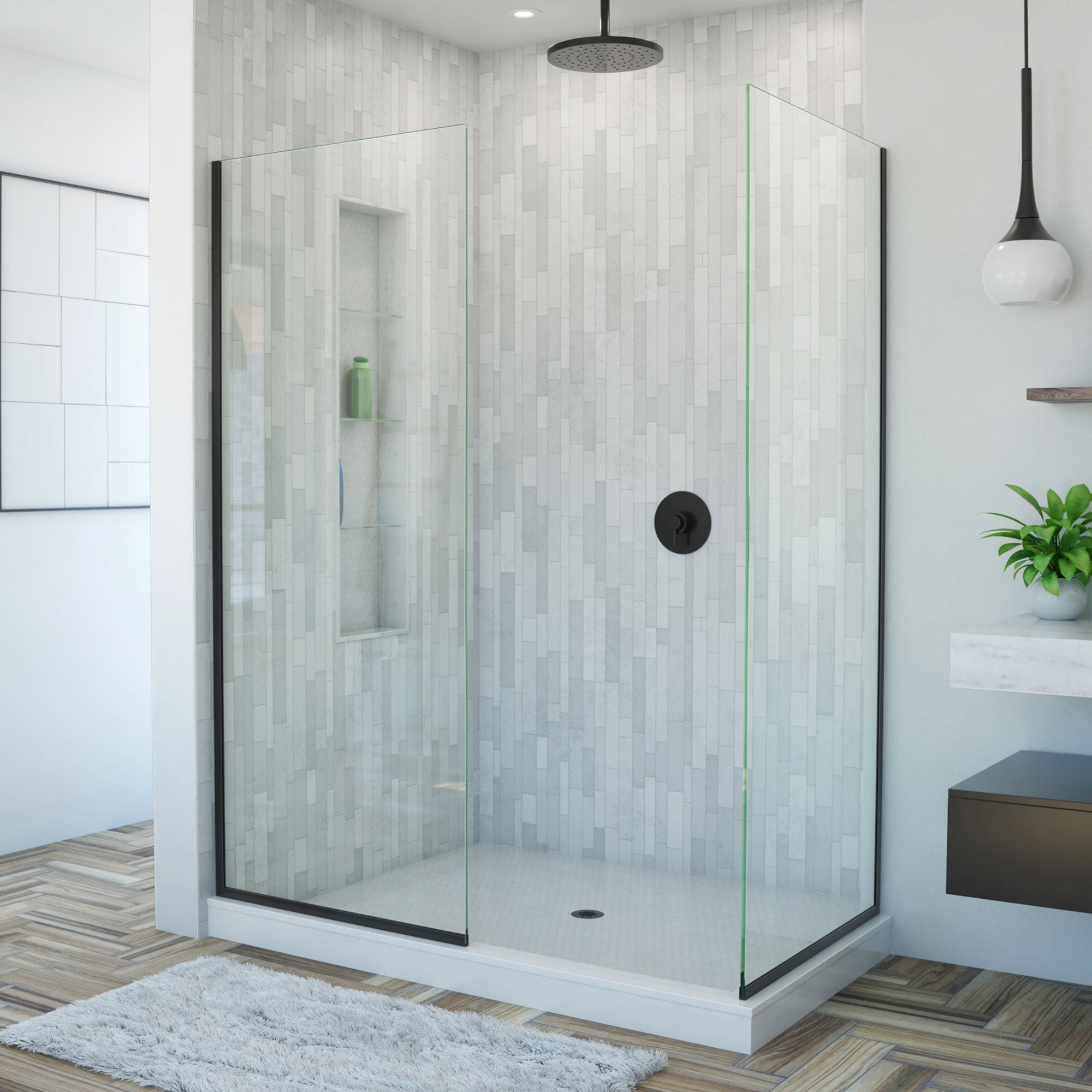 DreamLine Linea Two 34 inch W x 72 inch H Individual Frameless Fixed Shower Screens