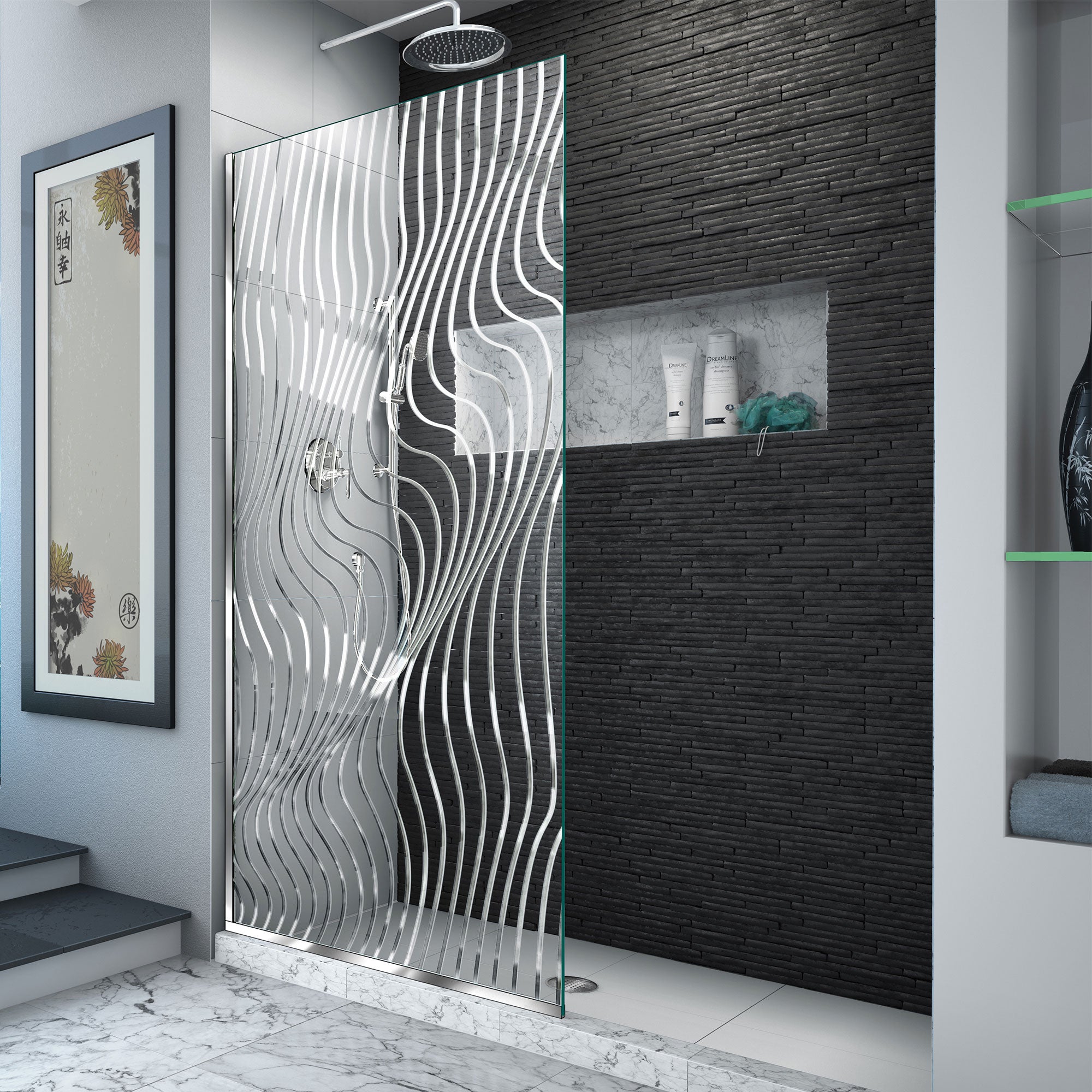 DreamLine Platinum Linea Surf 34 inch W x 72 inch H Single Panel Frameless Fixed Shower Screen