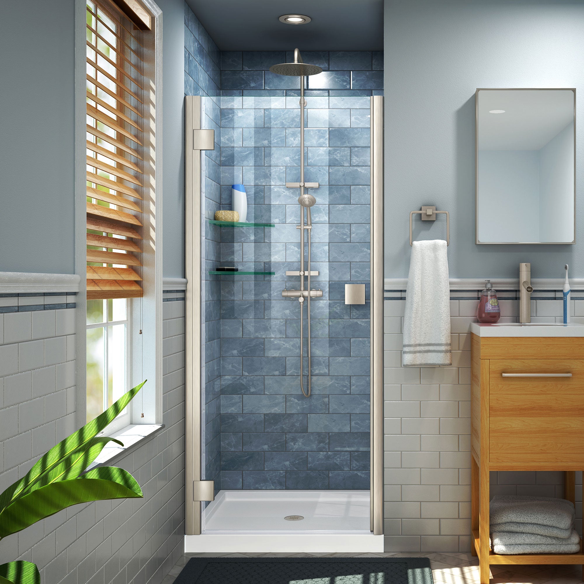 DreamLine Lumen 40 - 41 inch W x 72 inch H Semi-Frameless Hinged Shower Door