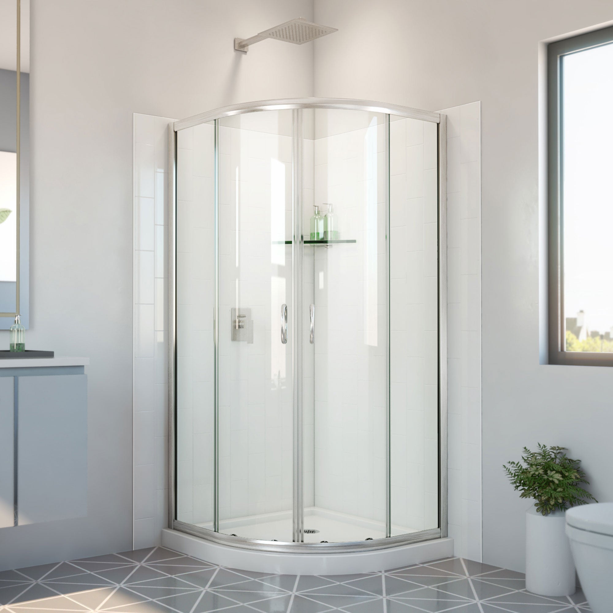 DreamLine Prime 38 inch x 38 inch x 78 3/4 inch H Semi-Frameless Sliding Shower Enclosure
