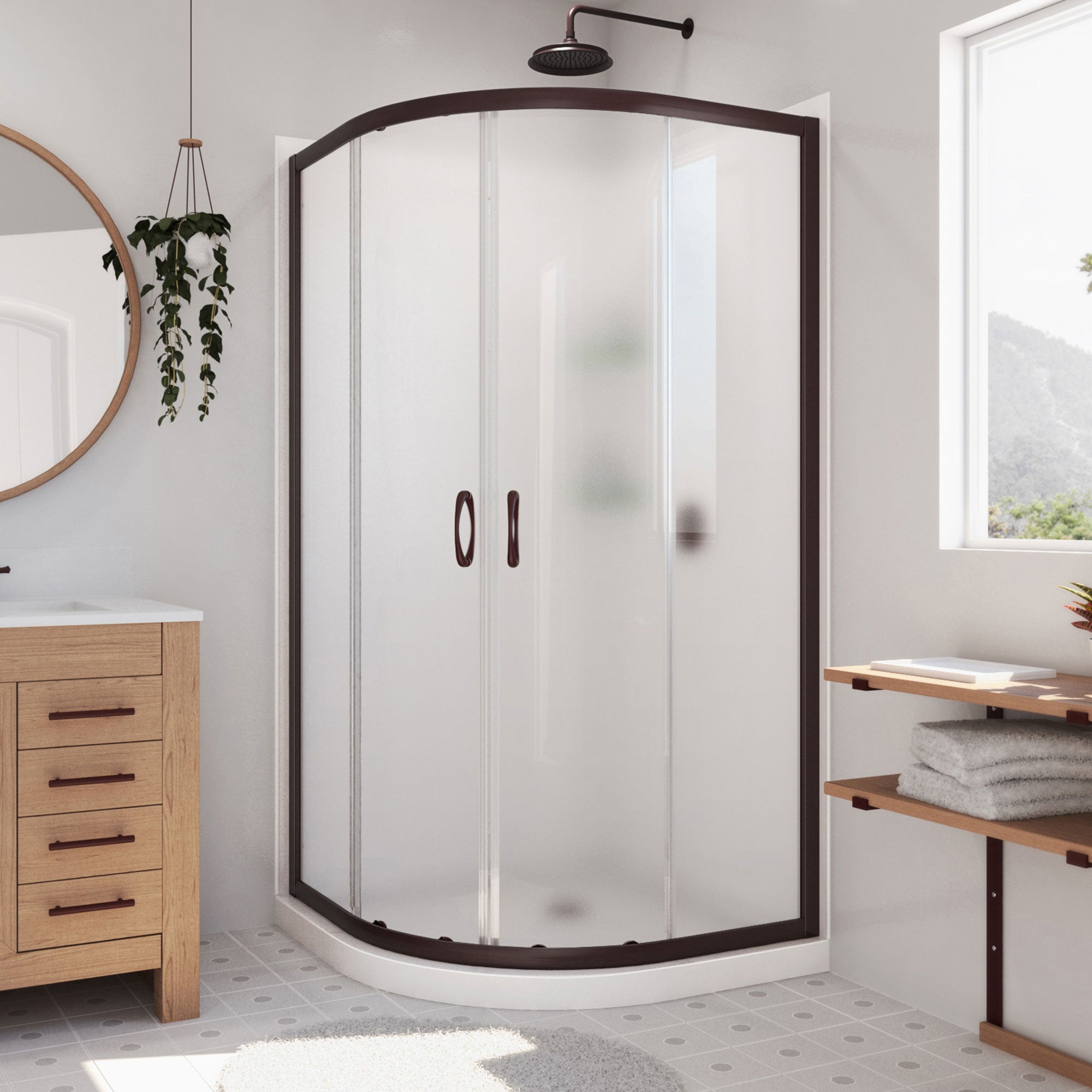 DreamLine Prime 33 inch x 33 inch x 76 3/4 inch Semi-Frameless Sliding Shower Enclosure