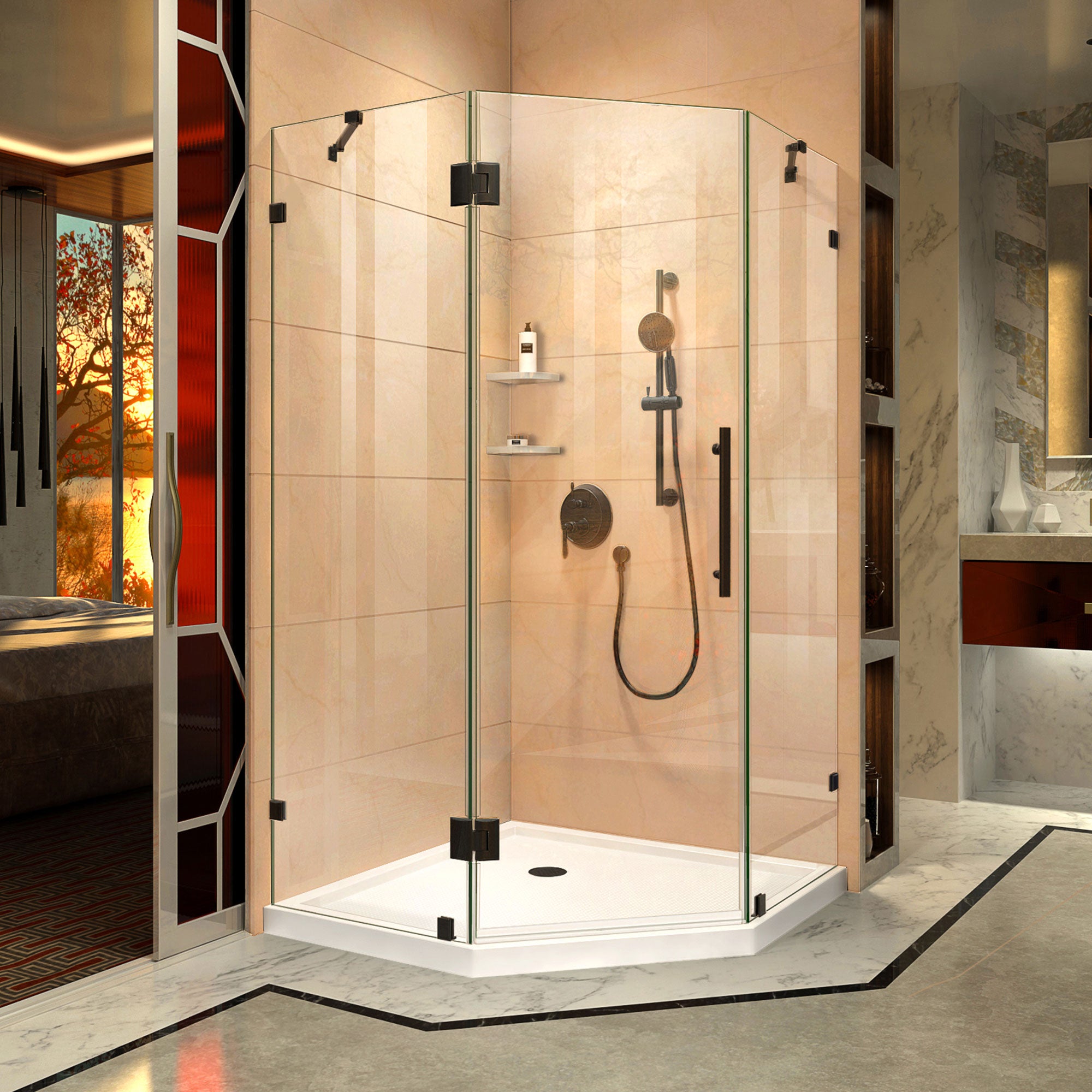 DreamLine Prism Lux 36 5/16 inch x 72 inch Frameless Neo-Angle Hinged Shower Enclosure