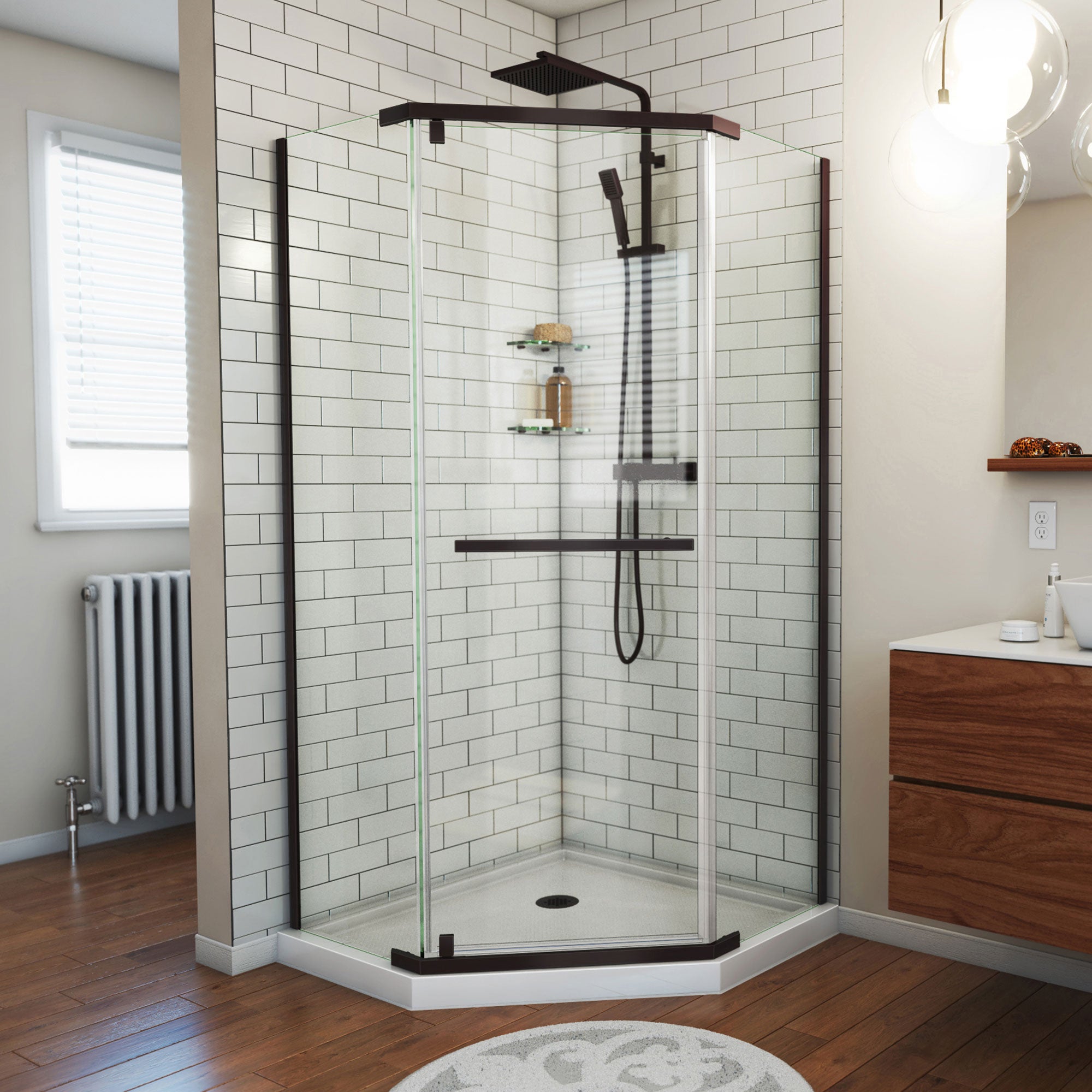 DreamLine Prism 34 1/8 inch x 72 inch Frameless Neo-Angle Pivot Shower Enclosure