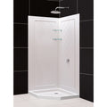 DreamLine 42 inch D x 42 inch W x 76 3/4 inch H Corner Drain Neo-Angle Shower Base and QWALL-4 Wall Kit