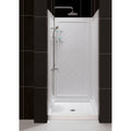 DreamLine 36 inch D x 36 inch W x 76 3/4 inch H Center Drain Shower Base and QWALL-5 Wall Kit In White