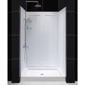 DreamLine 34 inch D x 48 inch W x 76 3/4 inch H Center Drain Shower Base and QWALL-5 Wall Kit In White