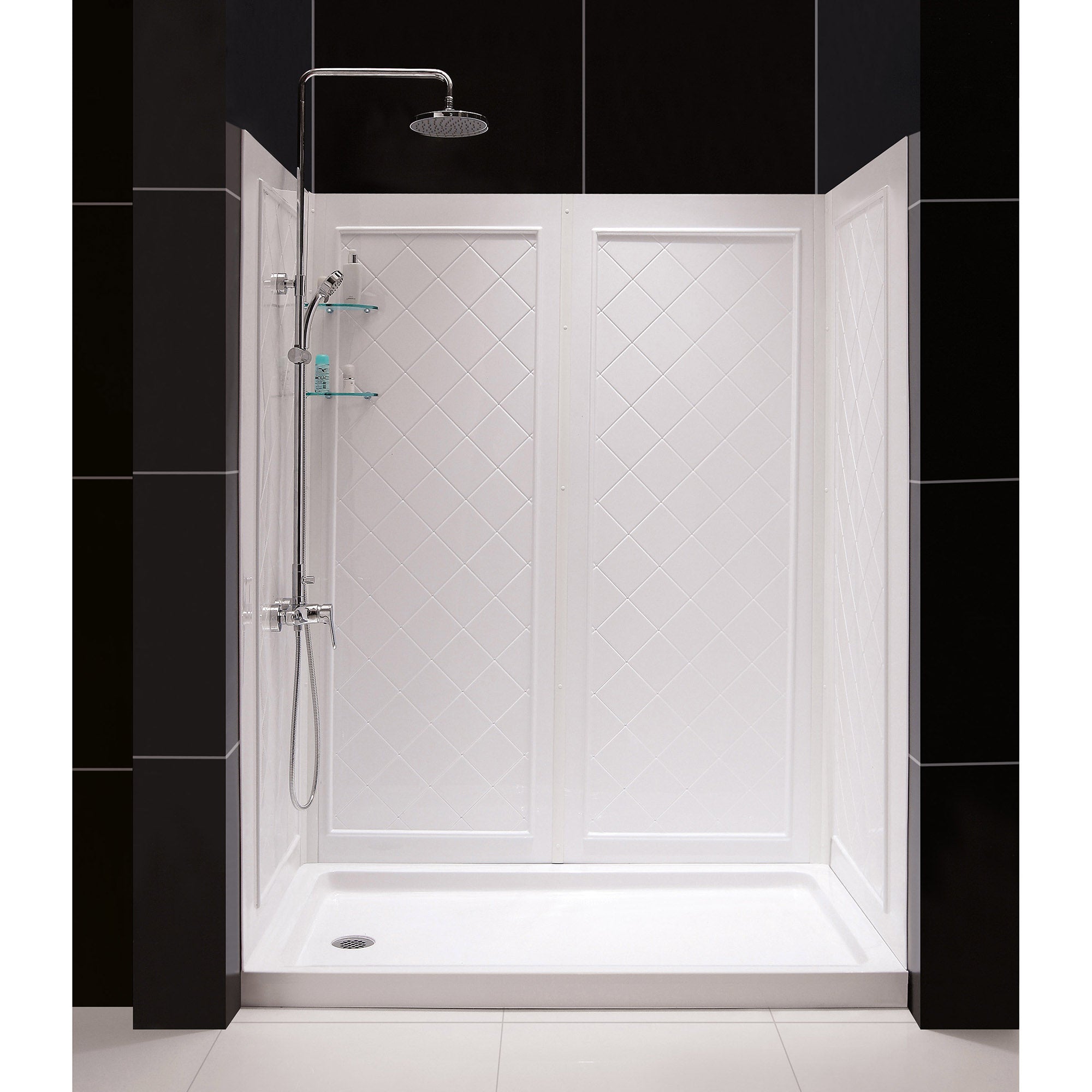 DreamLine 36 inch D x 60 inch W x 76 3/4 inch H Shower Base and QWALL-5 Wall Kit In White