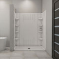 DreamLine 30 inch D x 60 inch W x 75 5/8 inch H Shower Base and QWALL-3 Wall Kit In White