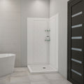 DreamLine 36 inch D x 36 inch W x 76 3/4 inch H Corner Drain Shower Base and QWALL-4 Wall Kit