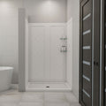 DreamLine 32 inch D x 48 inch W x 76 3/4 inch H Center Drain Shower Base and QWALL-5 Wall Kit In White
