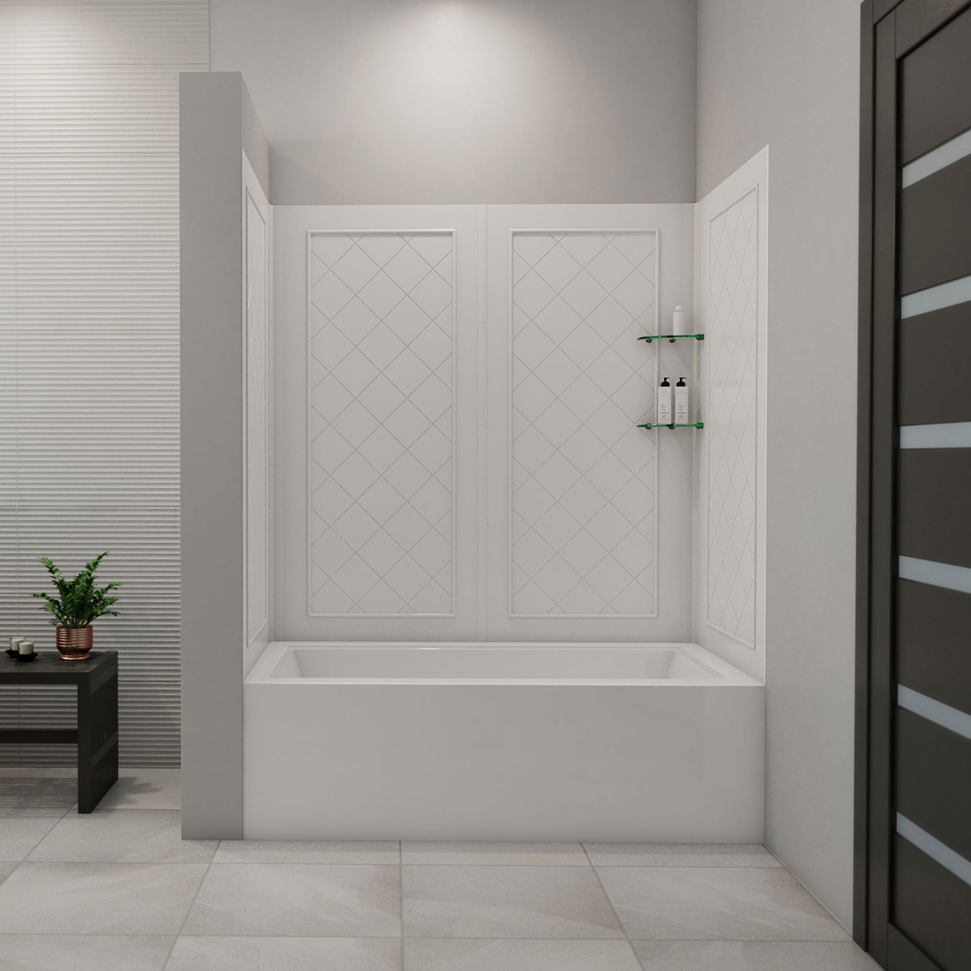 DreamLine QWALL-Tub 56 - 60 inch W x 28 - 32 inch D x 60 inch H Acrylic Wall Kit In White