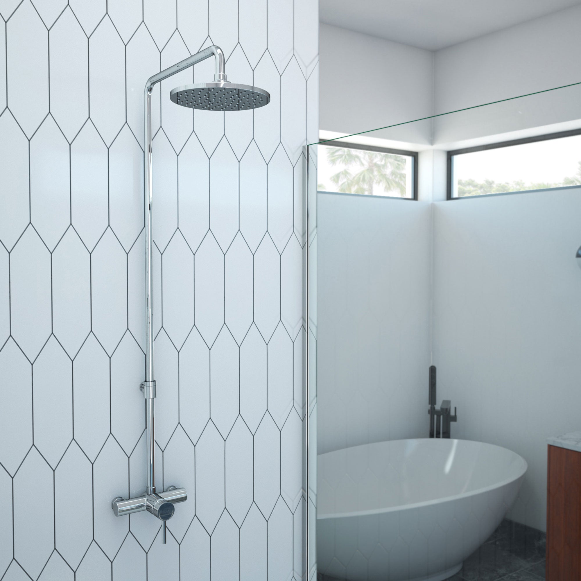 DreamLine Abbey 8 x 18 Shower Faucet Set, Chrome