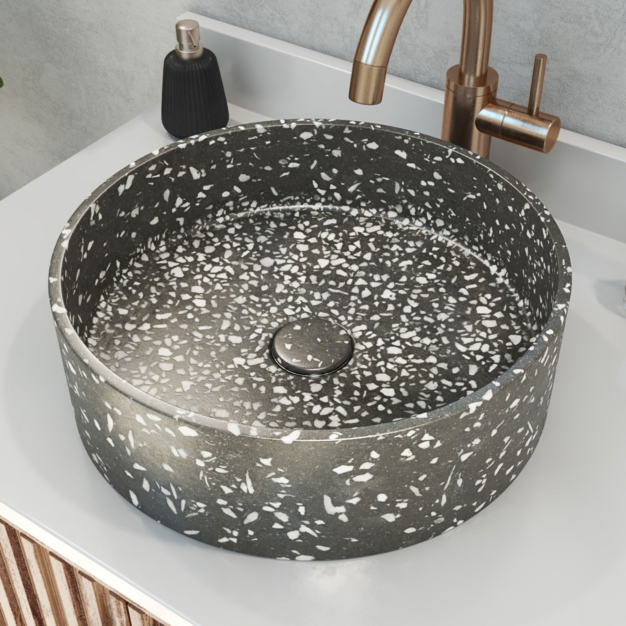 DreamLine Ambia Round Terrazzo Vessel Sink