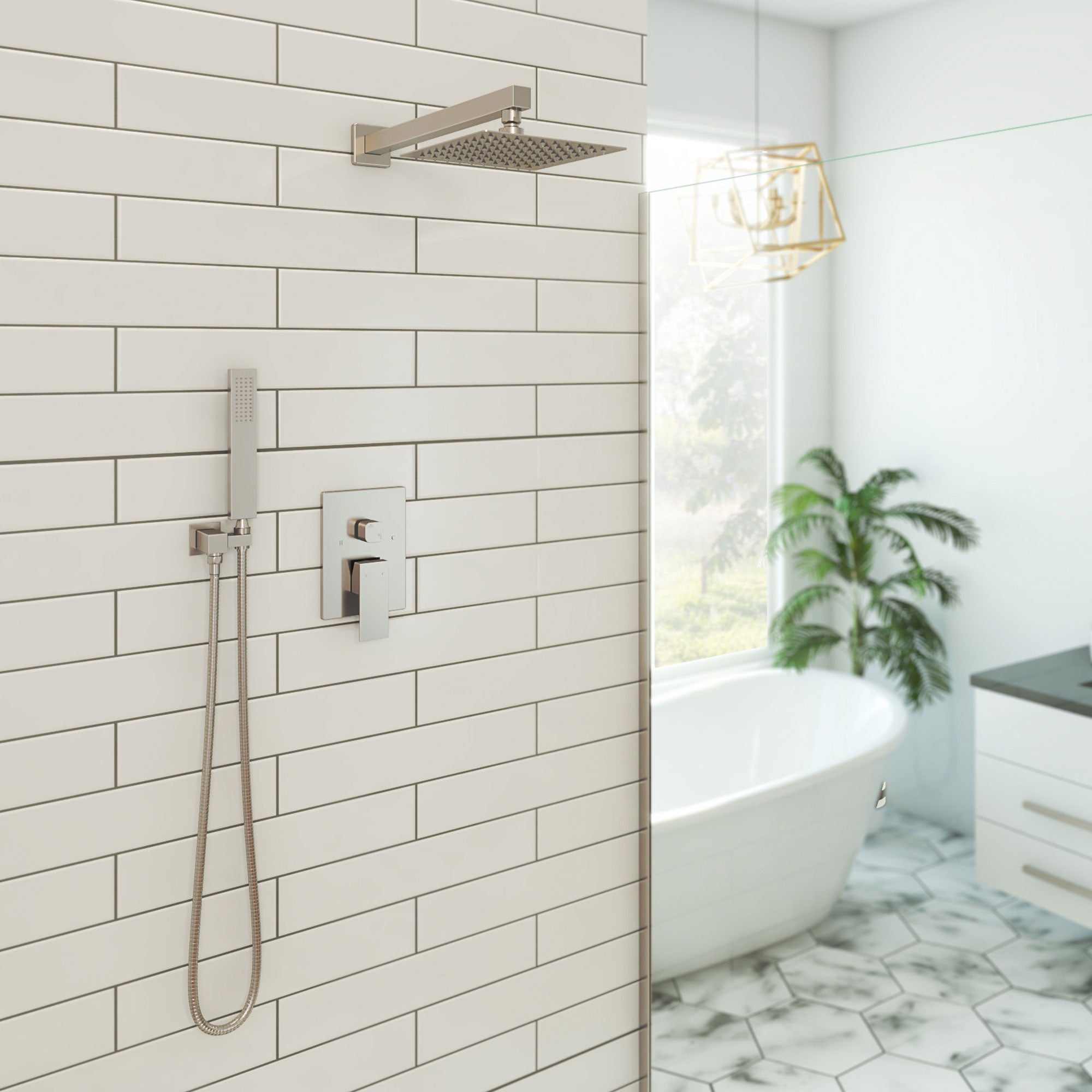 Dreamline Aquata 5 1/8 x 18 Rain Fall Shower Faucet Set with Handshower
