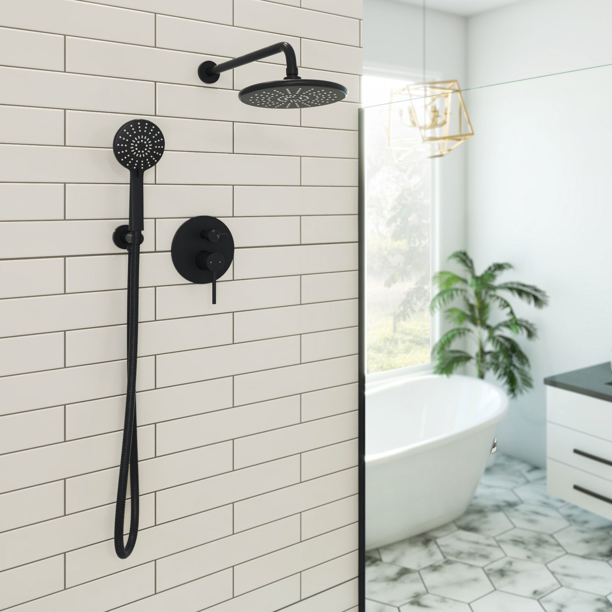 Dreamline Aquata 7 x 19 1/2 Rain Fall Shower Faucet Set with Handshower