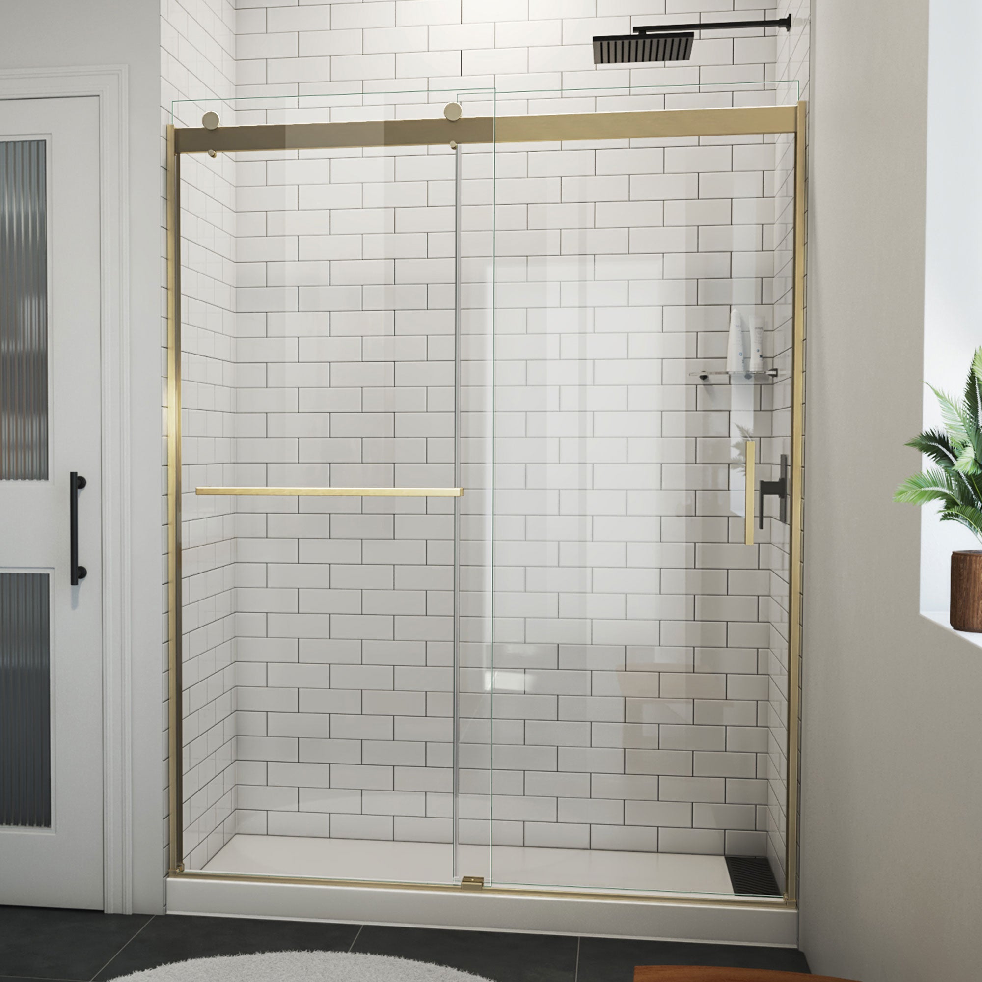 DreamLine Sapphire-V 56 - 60 inch W x 76 inch H Semi-Frameless Bypass Shower Door