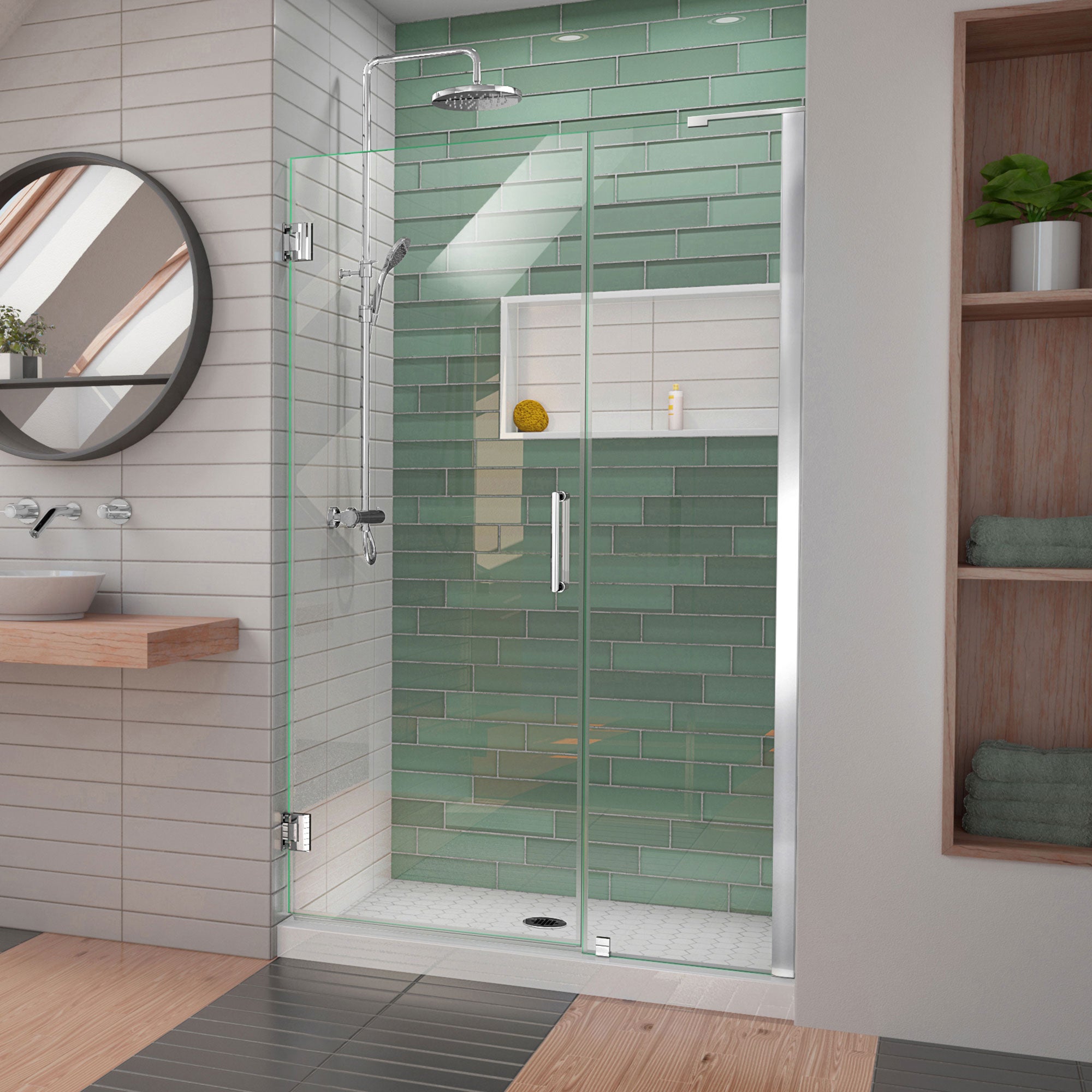 DreamLine Unidoor-LS 43 - 44 inch W x 72 inch H Frameless Hinged Shower Door
