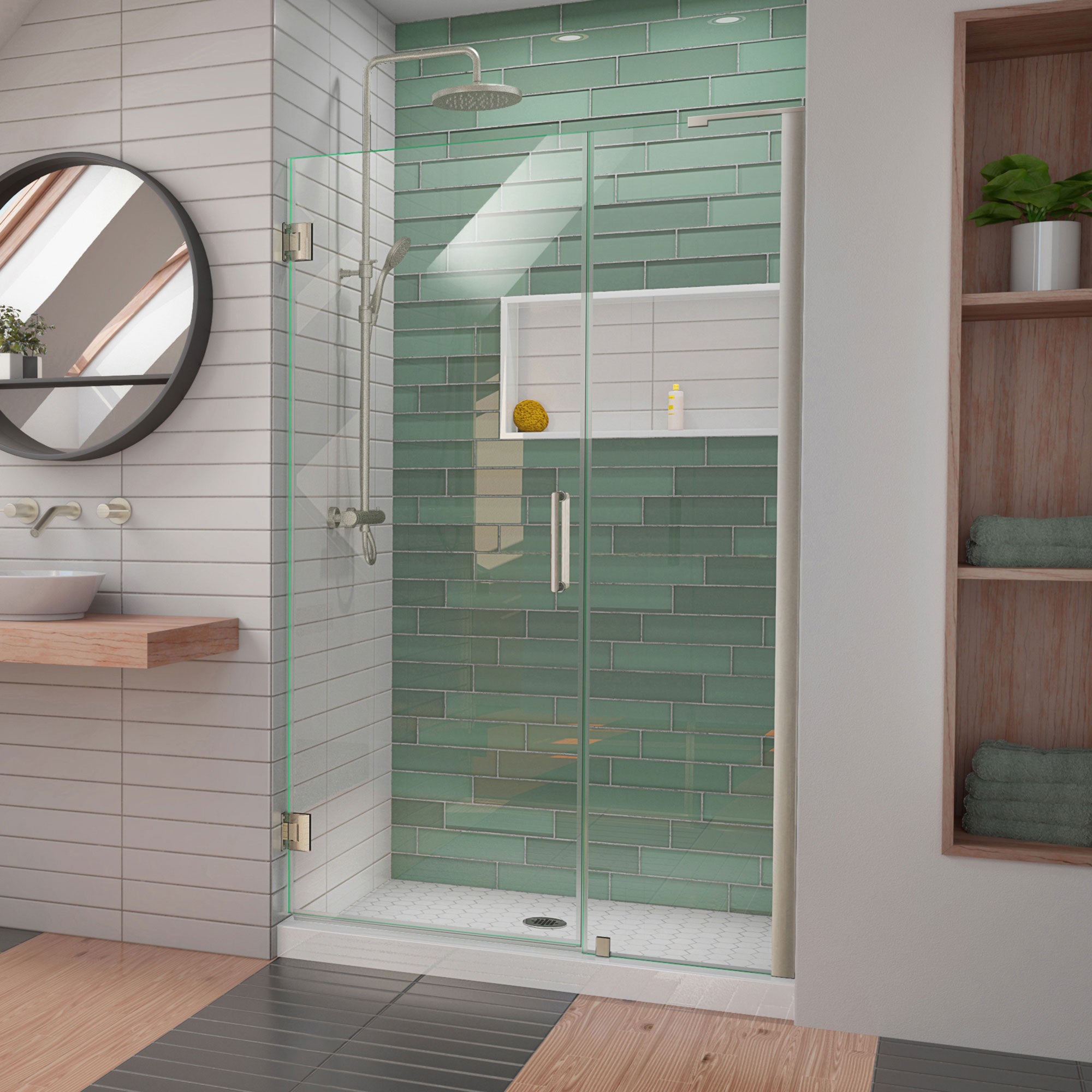 DreamLine Unidoor-LS 46-47 inch W x 72 inch H Frameless Hinged Shower Door with L-Bar