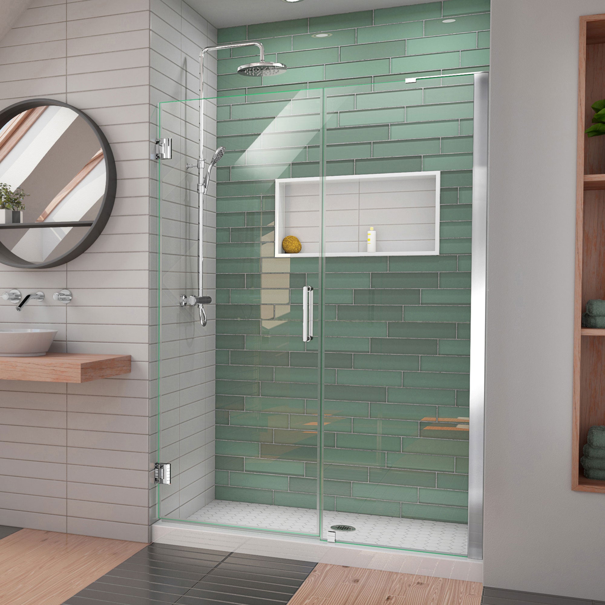 DreamLine Unidoor-LS 51-52 inch W x 72 inch H Frameless Hinged Shower Door