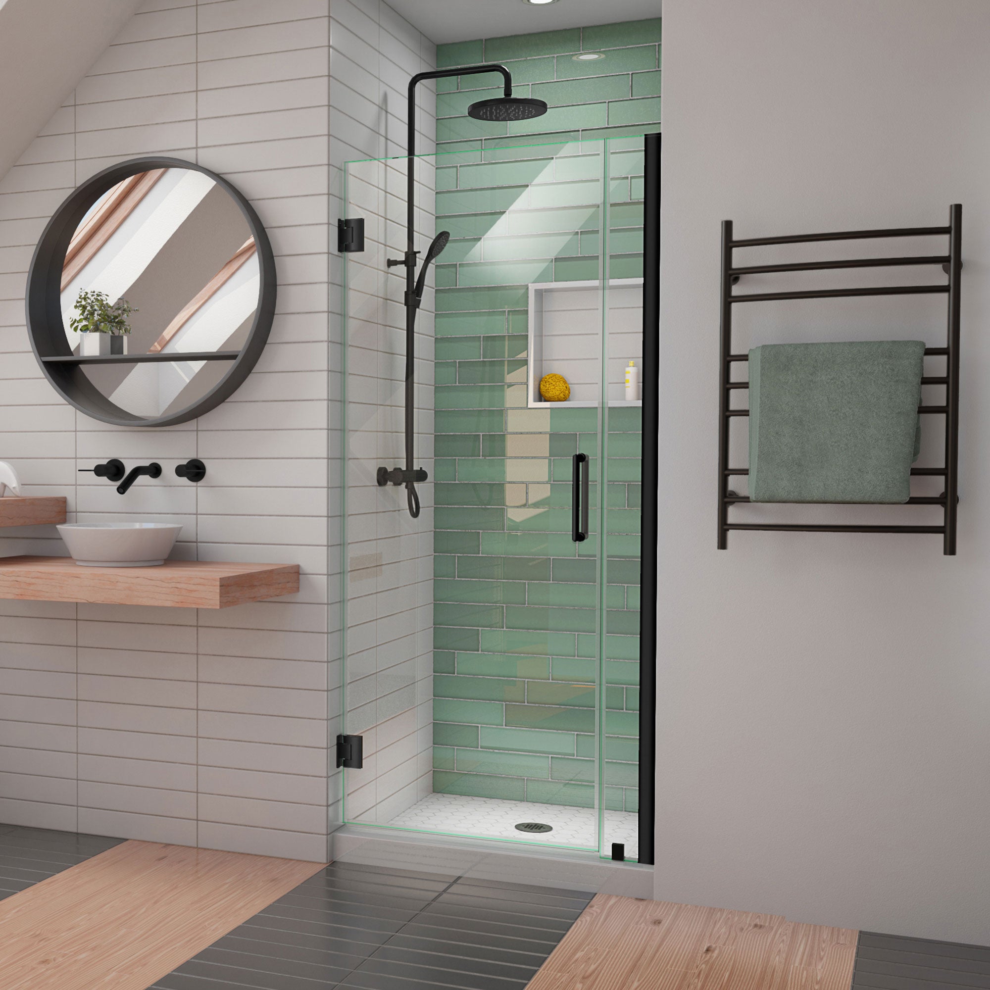 DreamLine Unidoor-LS 33 - 34 inch W x 72 inch H Frameless Hinged Shower Door
