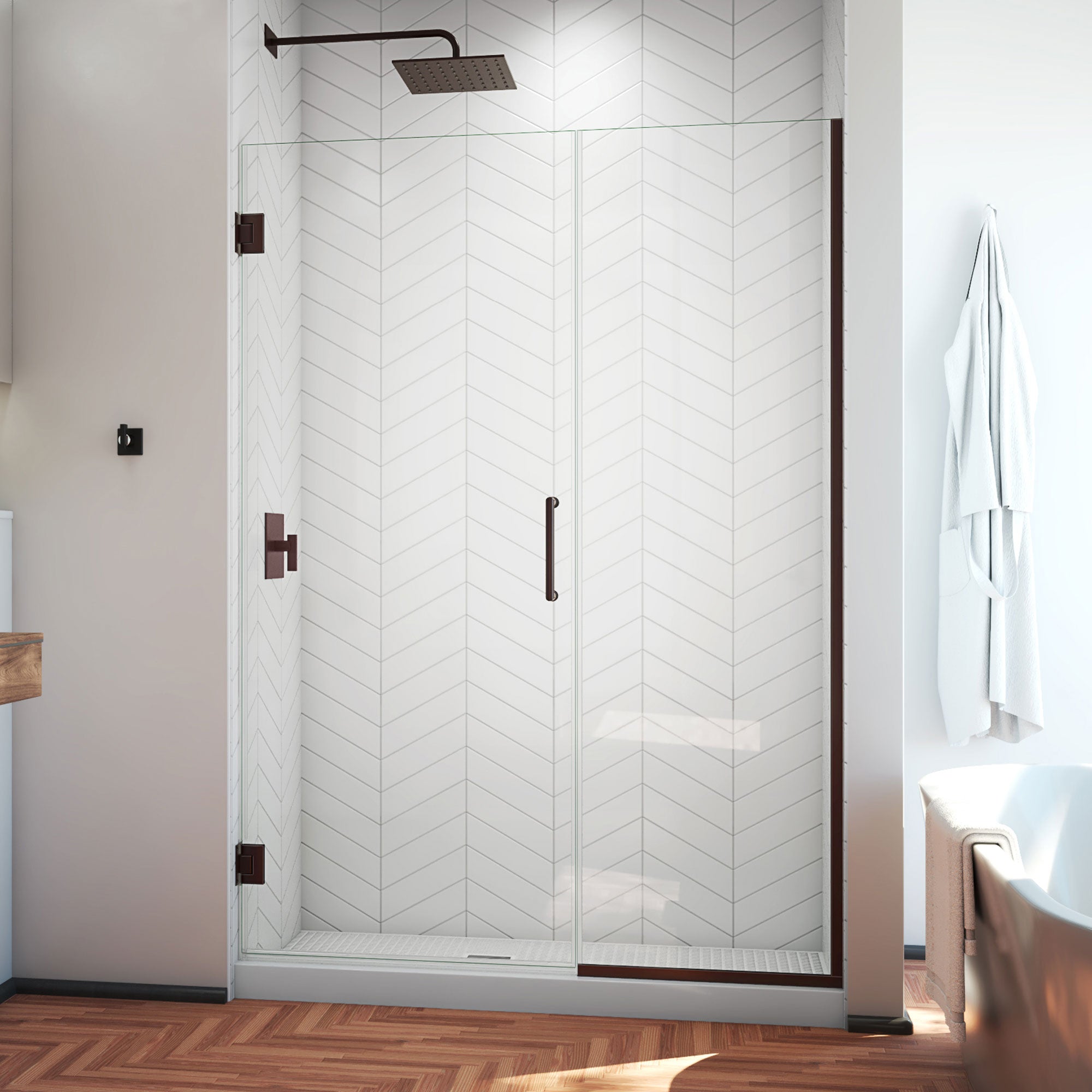 DreamLine Unidoor Plus 50 - 50 1/2 inch W x 72 inch H Frameless Hinged Shower Door