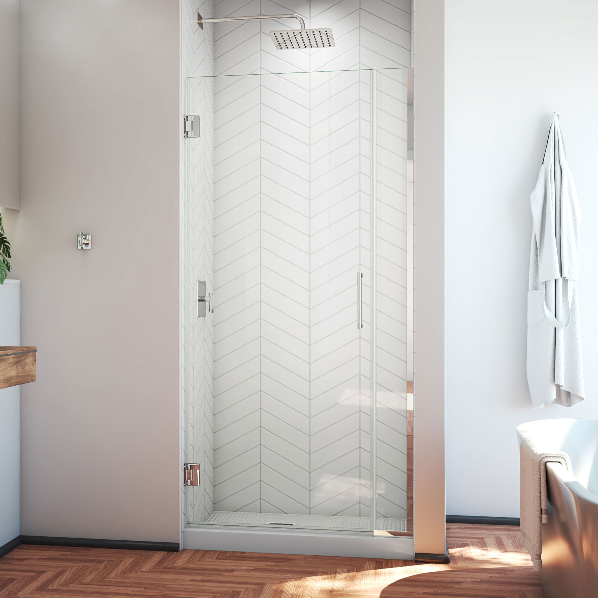 DreamLine Unidoor Plus 35 - 35 1/2 inch W x 72 inch H Frameless Hinged Shower Door