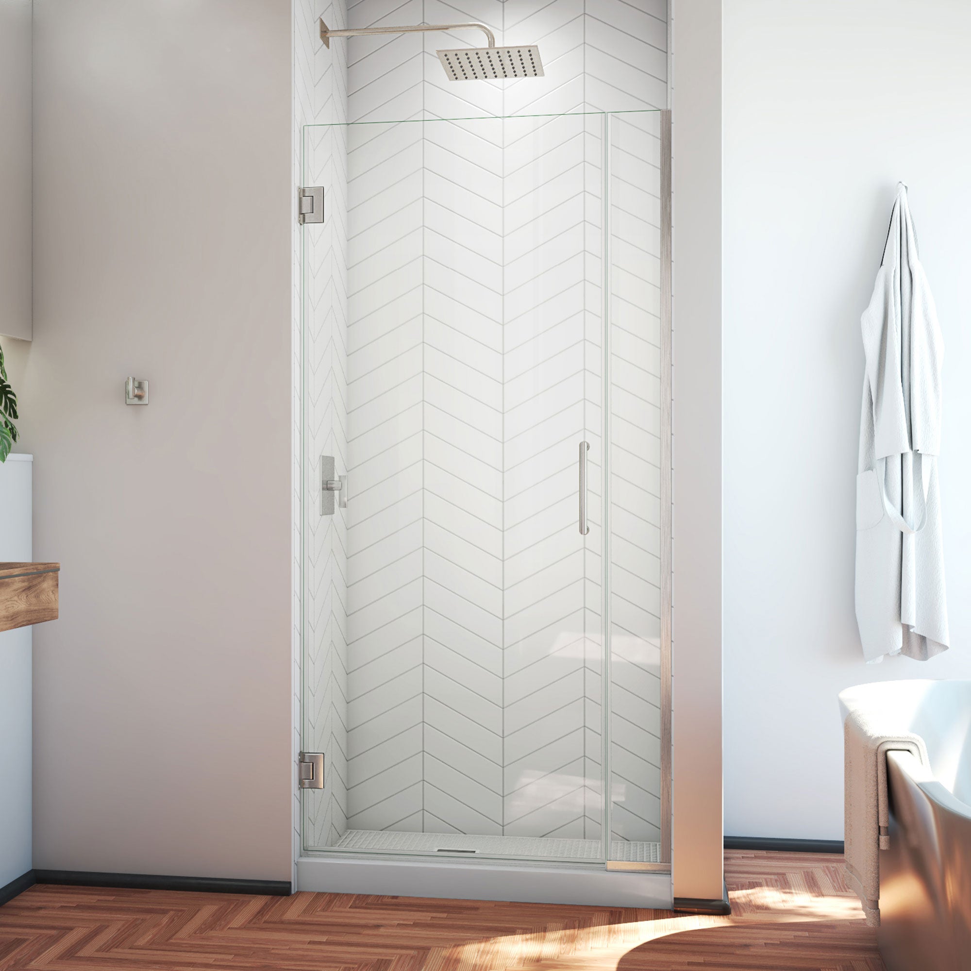 DreamLine Unidoor Plus 31 - 31 1/2 inch W x 72 inch H Frameless Hinged Shower Door