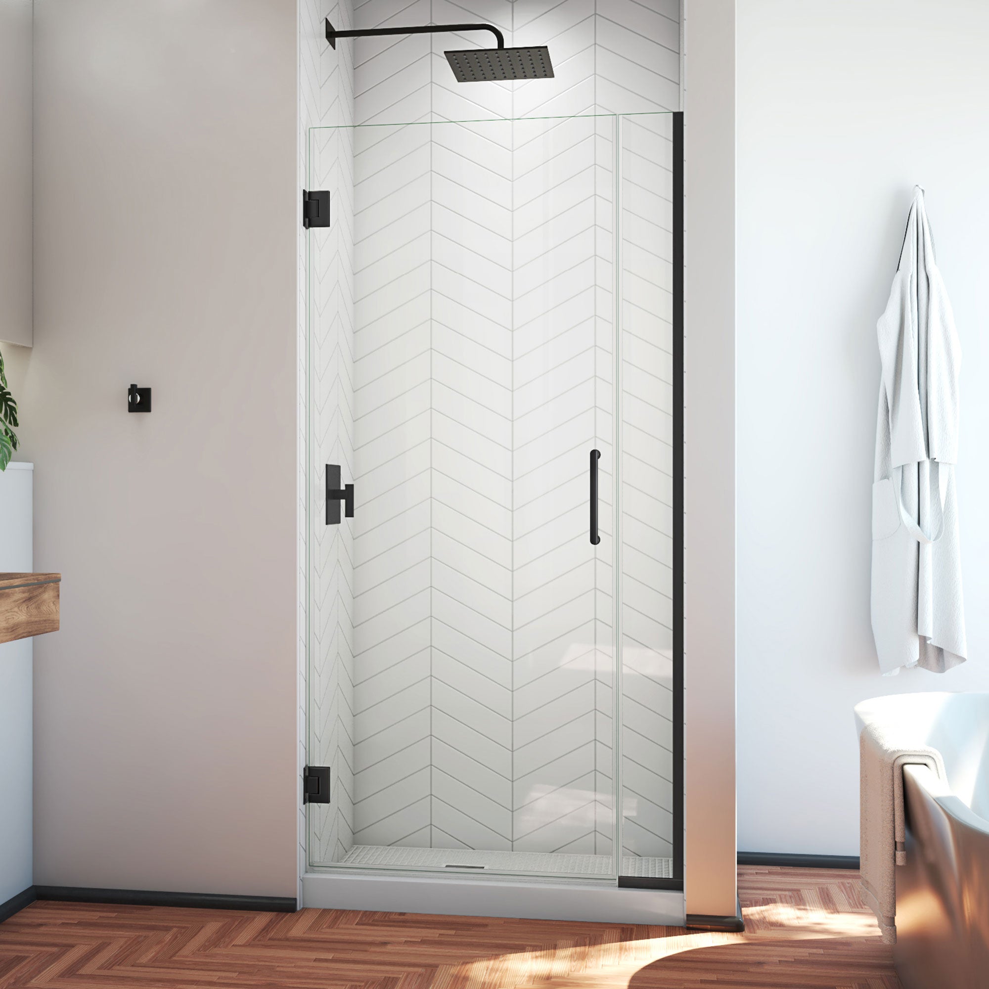DreamLine Unidoor Plus 30 1/2 - 31 inch W x 72 inch H Frameless Hinged Shower Door