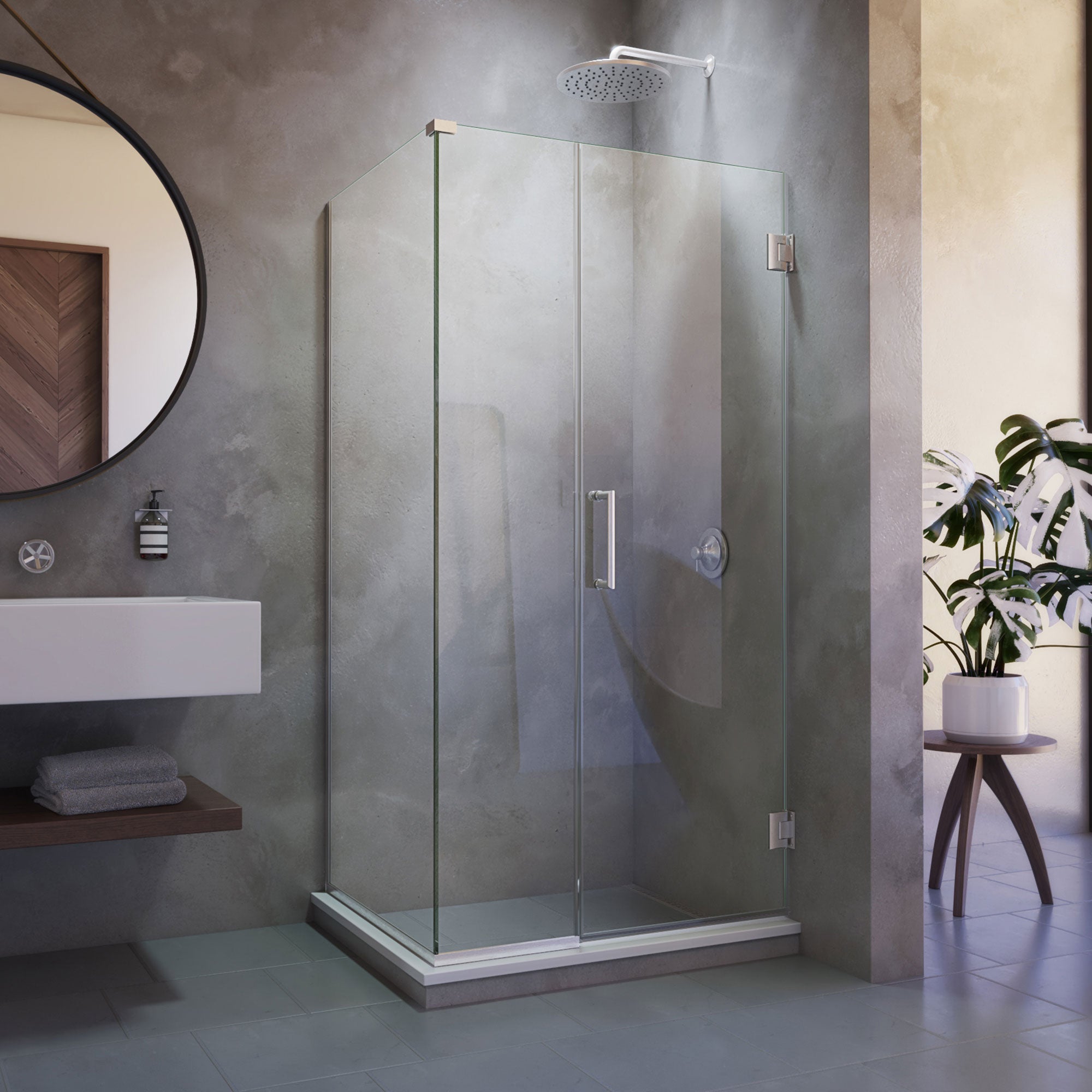 DreamLine Unidoor Plus 44 1/2 inch W x 30 3/8 inch D x 72 inch H Frameless Hinged Shower Enclosure