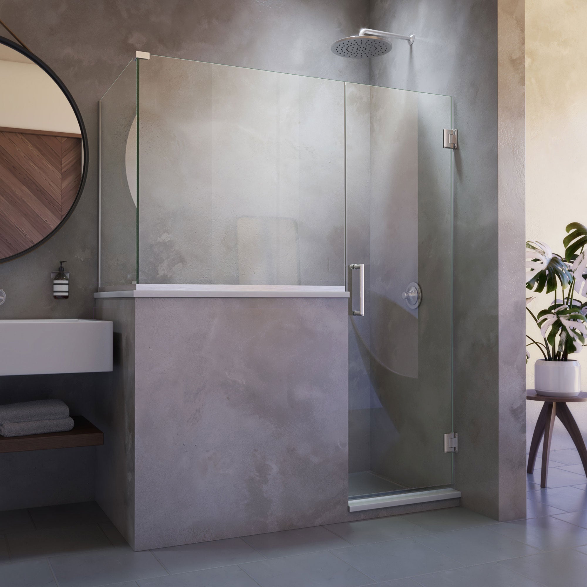 DreamLine Unidoor Plus 60 inch W x 36 3/8 inch D x 72 inch H Frameless Hinged Shower Enclosure