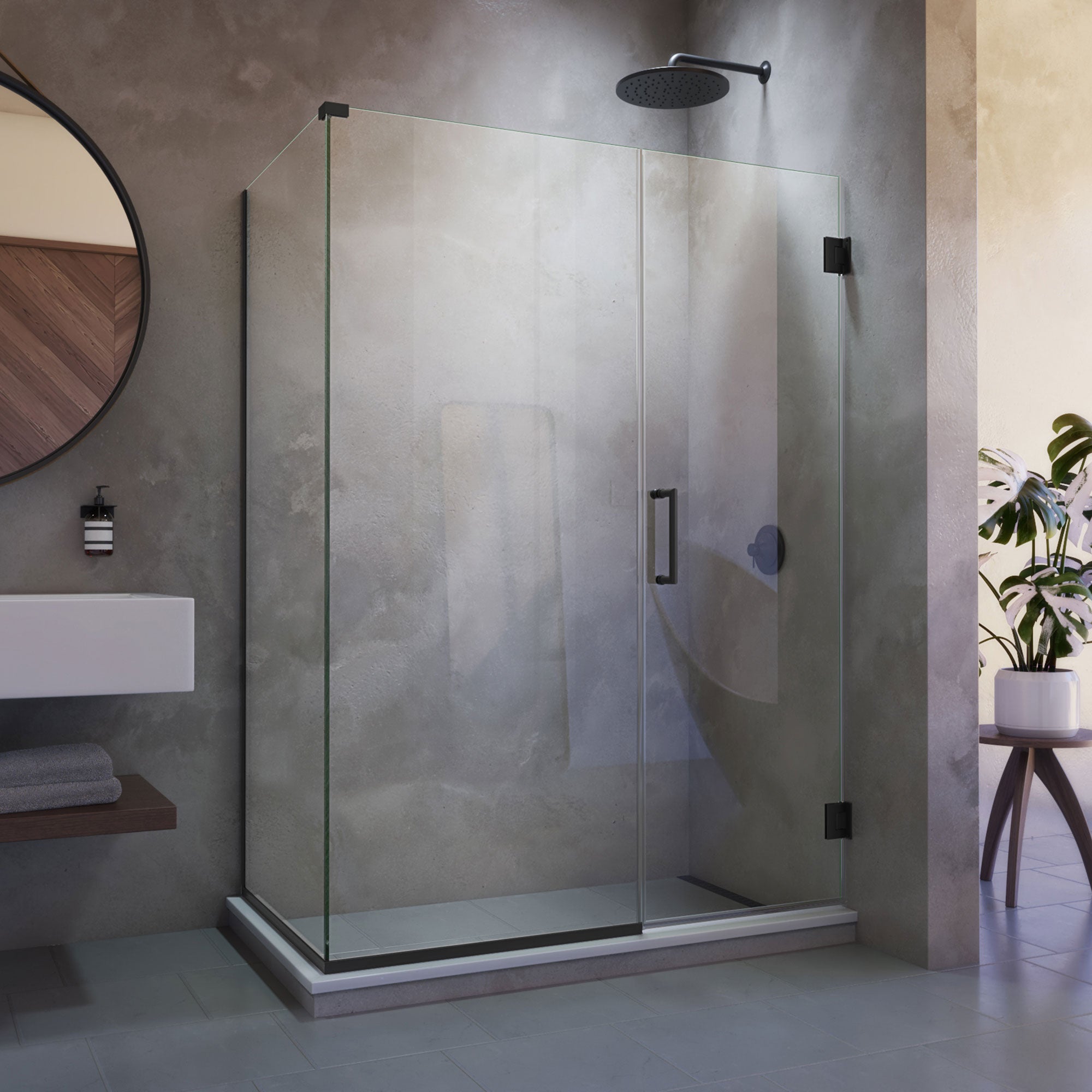 DreamLine Unidoor Plus 53 1/2 inch W x 30 3/8 inch D x 72 inch H Frameless Hinged Shower Enclosure