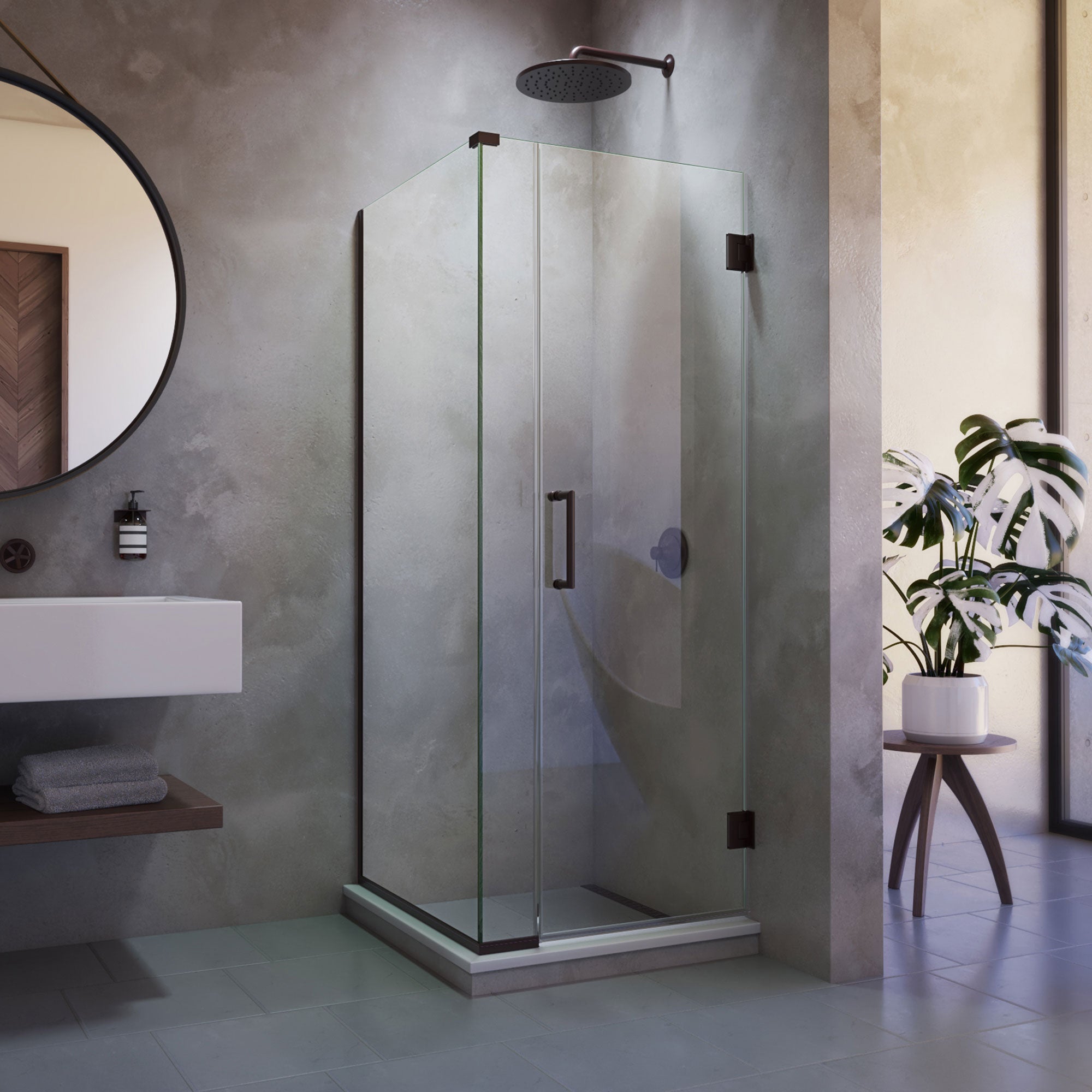 DreamLine Unidoor Plus 29 1/2 inch W x 34 3/8 inch D x 72 inch H Frameless Hinged Shower Enclosure