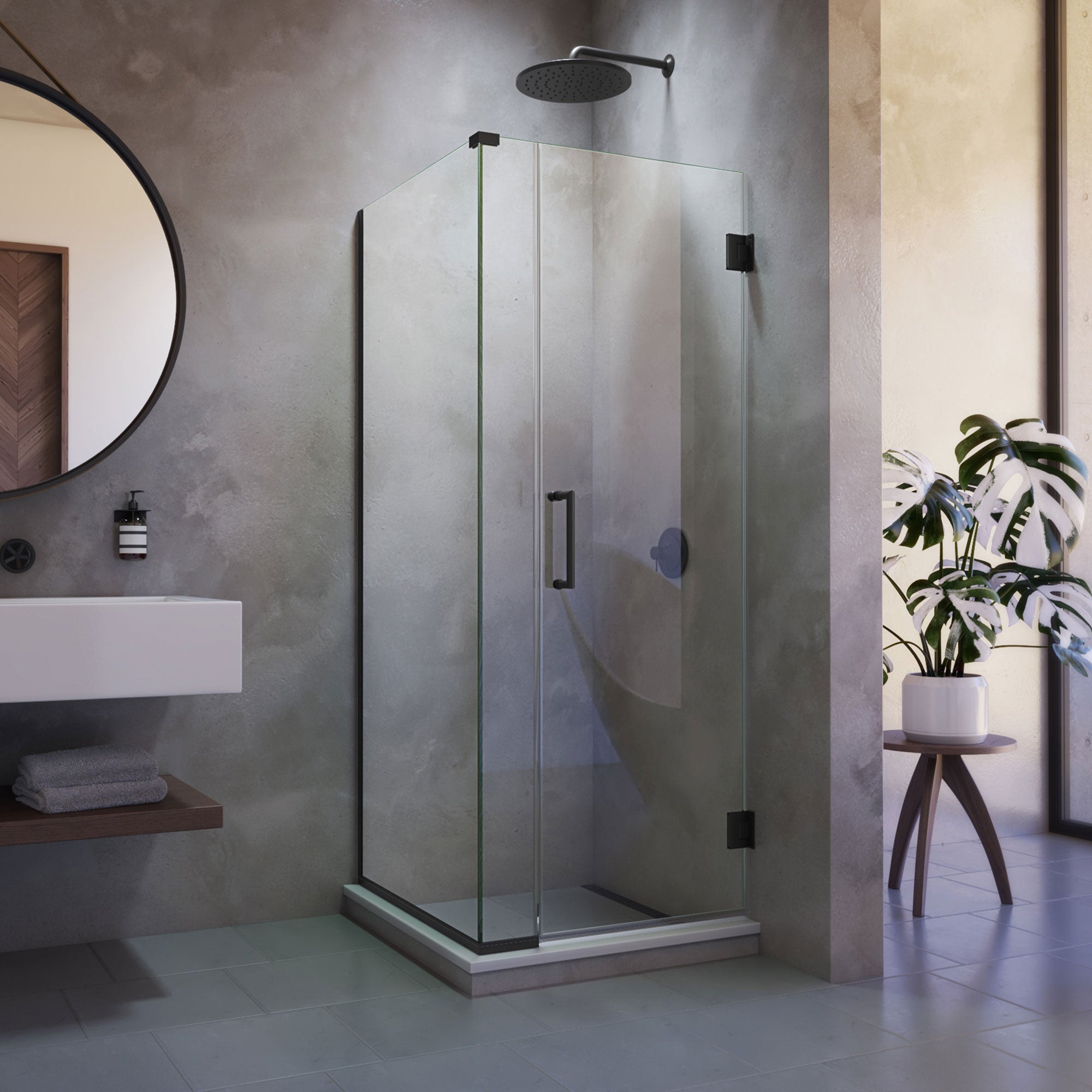 DreamLine Unidoor Plus 29 1/2 inch W x 30 3/8 inch D x 72 inch H Frameless Hinged Shower Enclosure