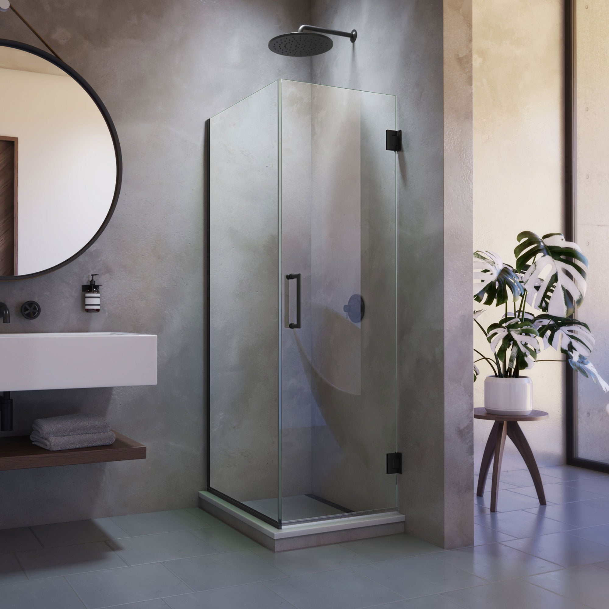 DreamLine Unidoor Plus 30 3/8 inch W x 30 inch D x 72 inch H Frameless Hinged Shower Enclosure