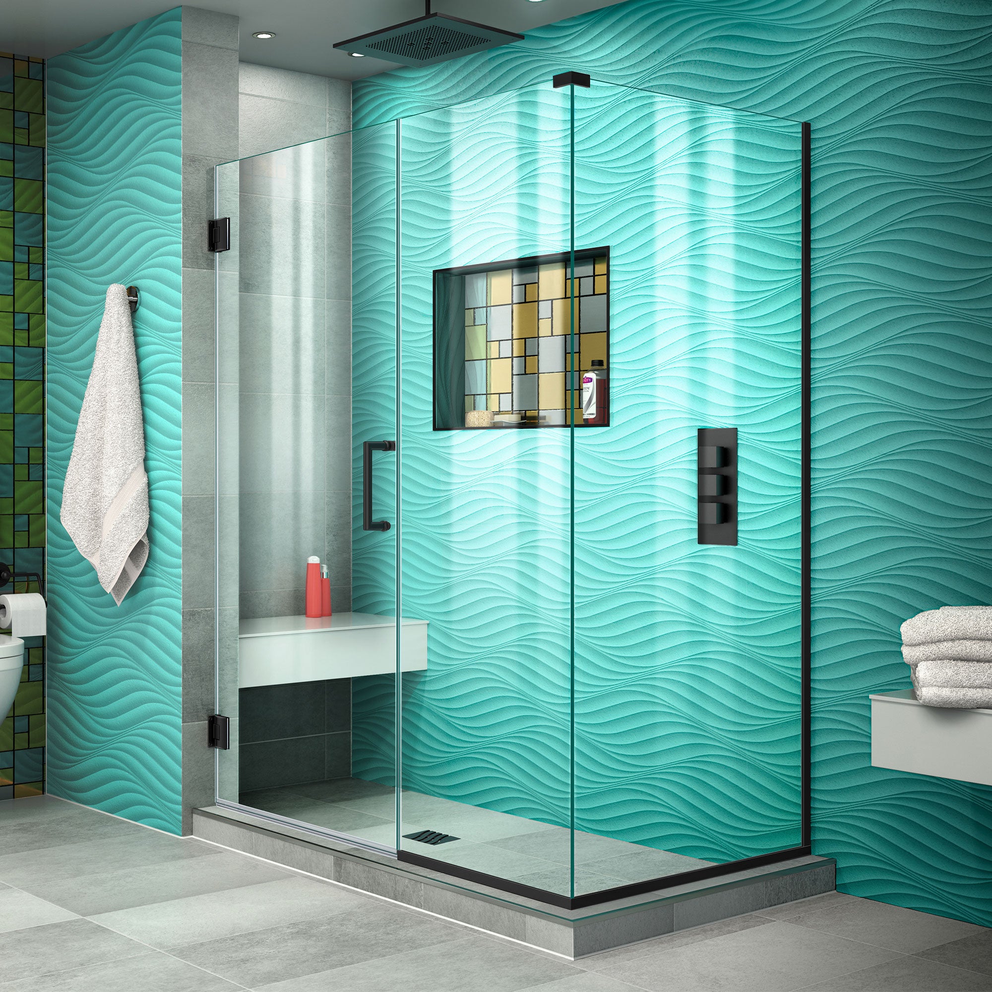 DreamLine Unidoor Plus 52 1/2 inch W x 30 3/8 inch D x 72 inch H Frameless Hinged Shower Enclosure