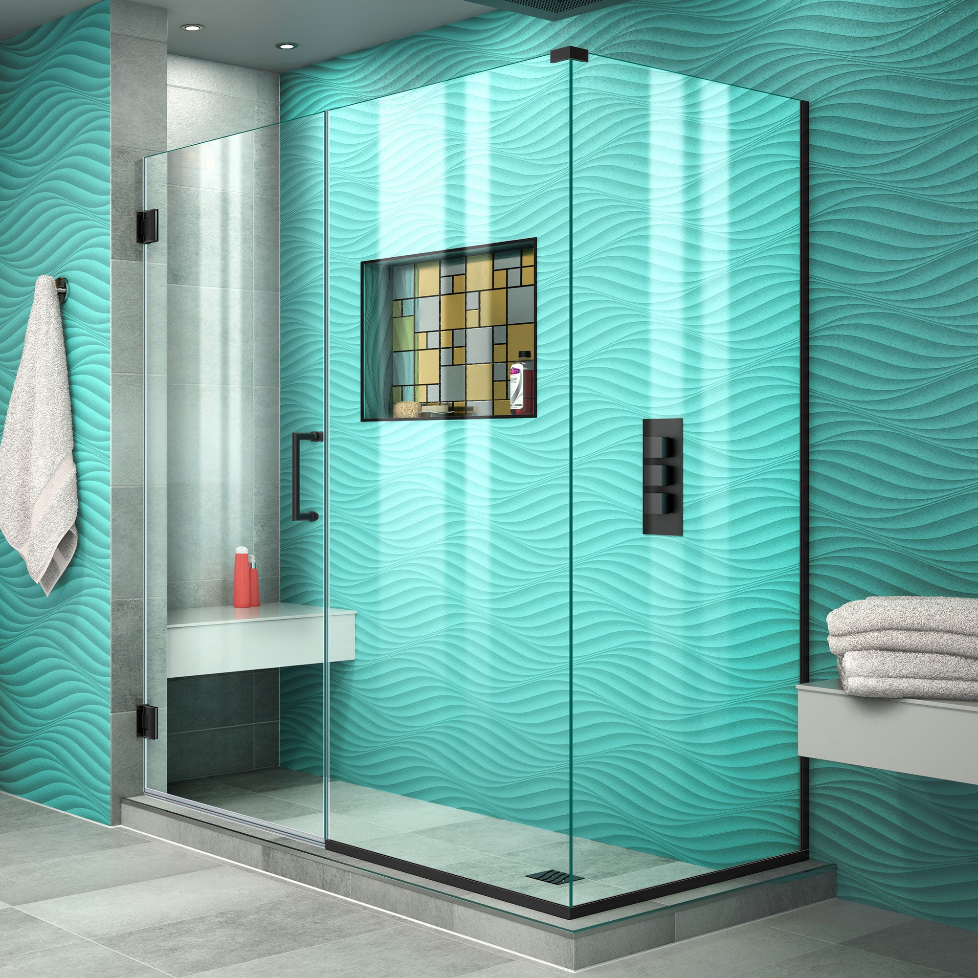 DreamLine Unidoor Plus 60 inch W x 30 3/8 inch D x 72 inch H Frameless Hinged Shower Enclosure- SHEN-24600300