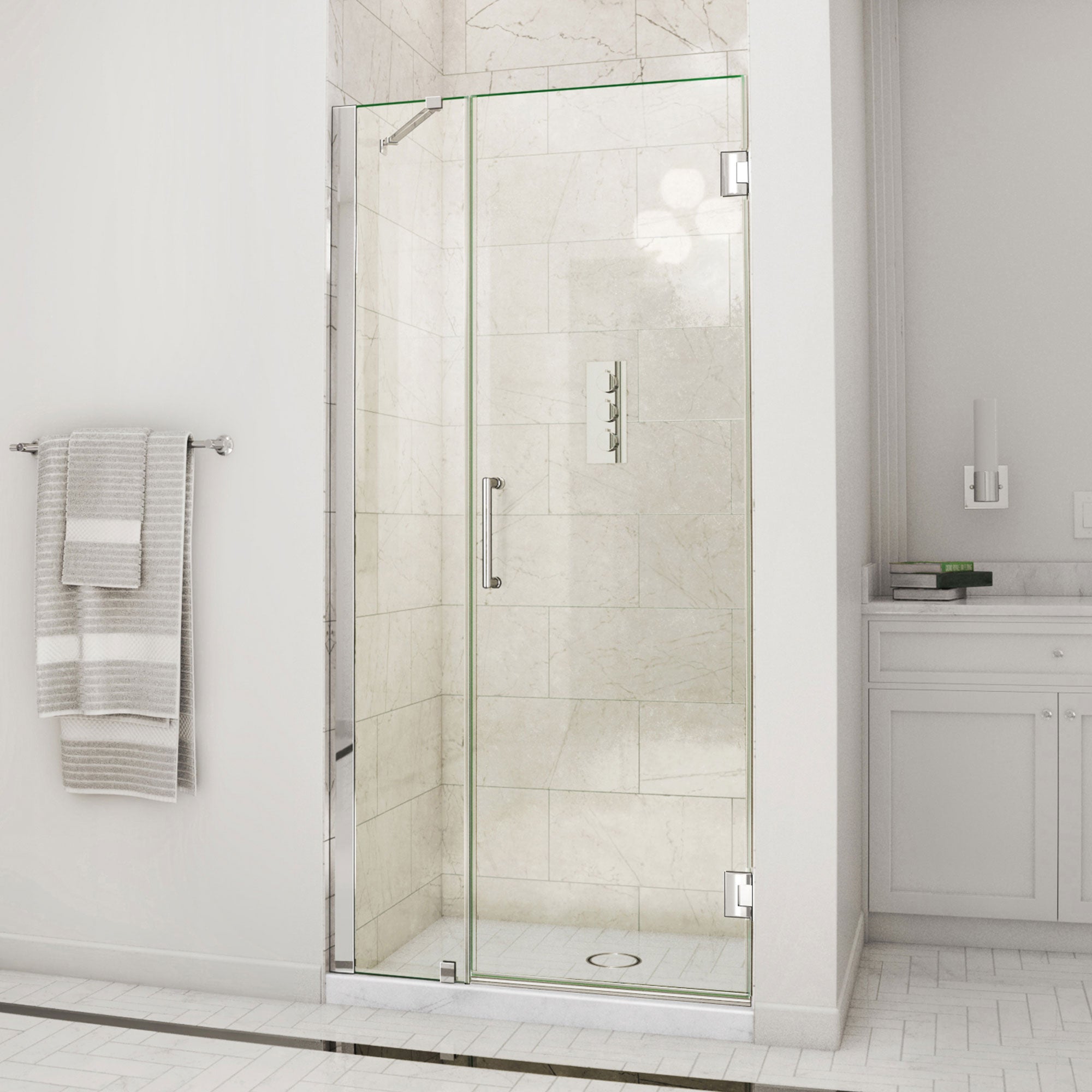 DreamLine Unidoor 40 - 41 inch W x 72 inch H Frameless Hinged Shower Door with Support Arm